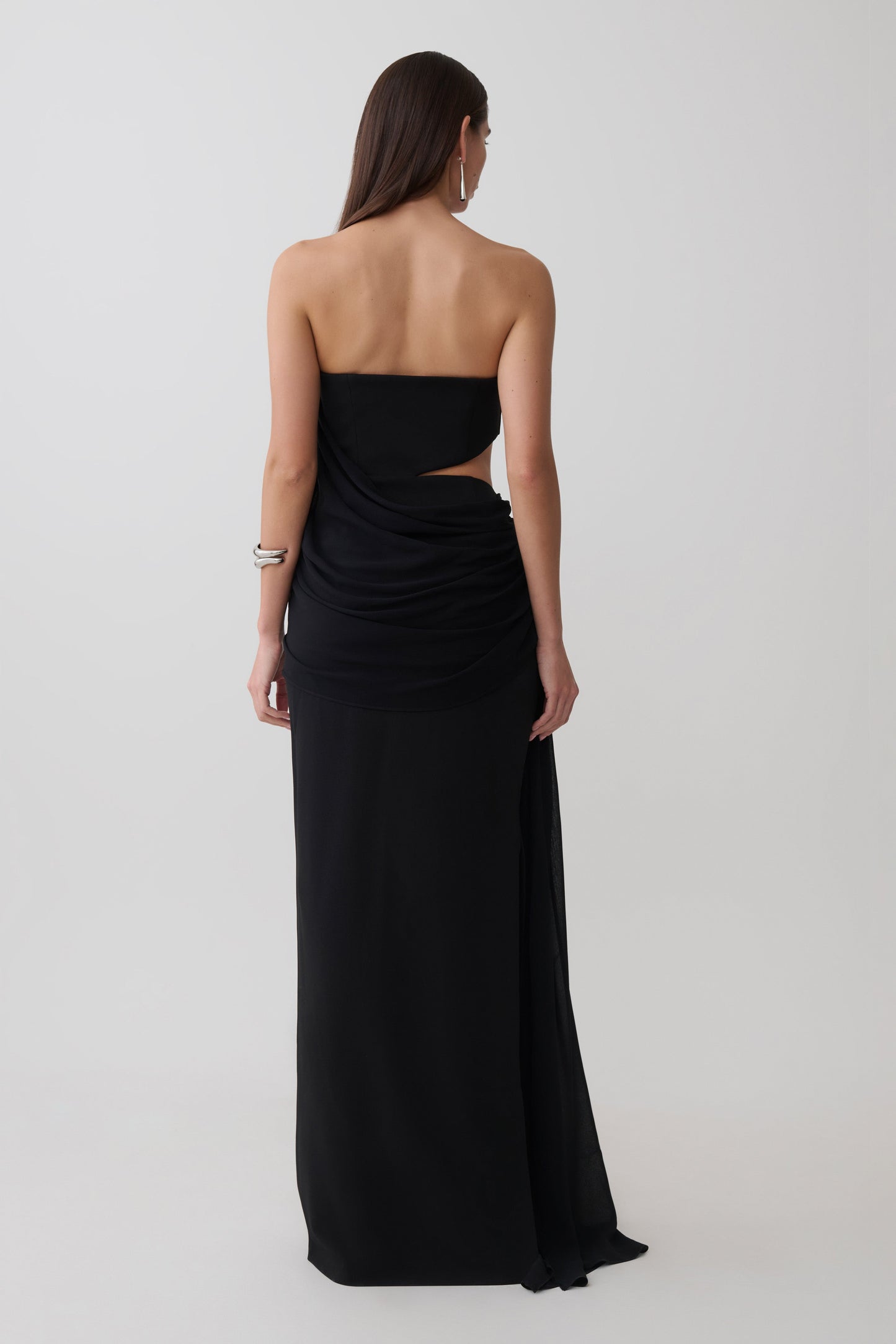 Valerie Chiffon Strapless Maxi Dress - Black