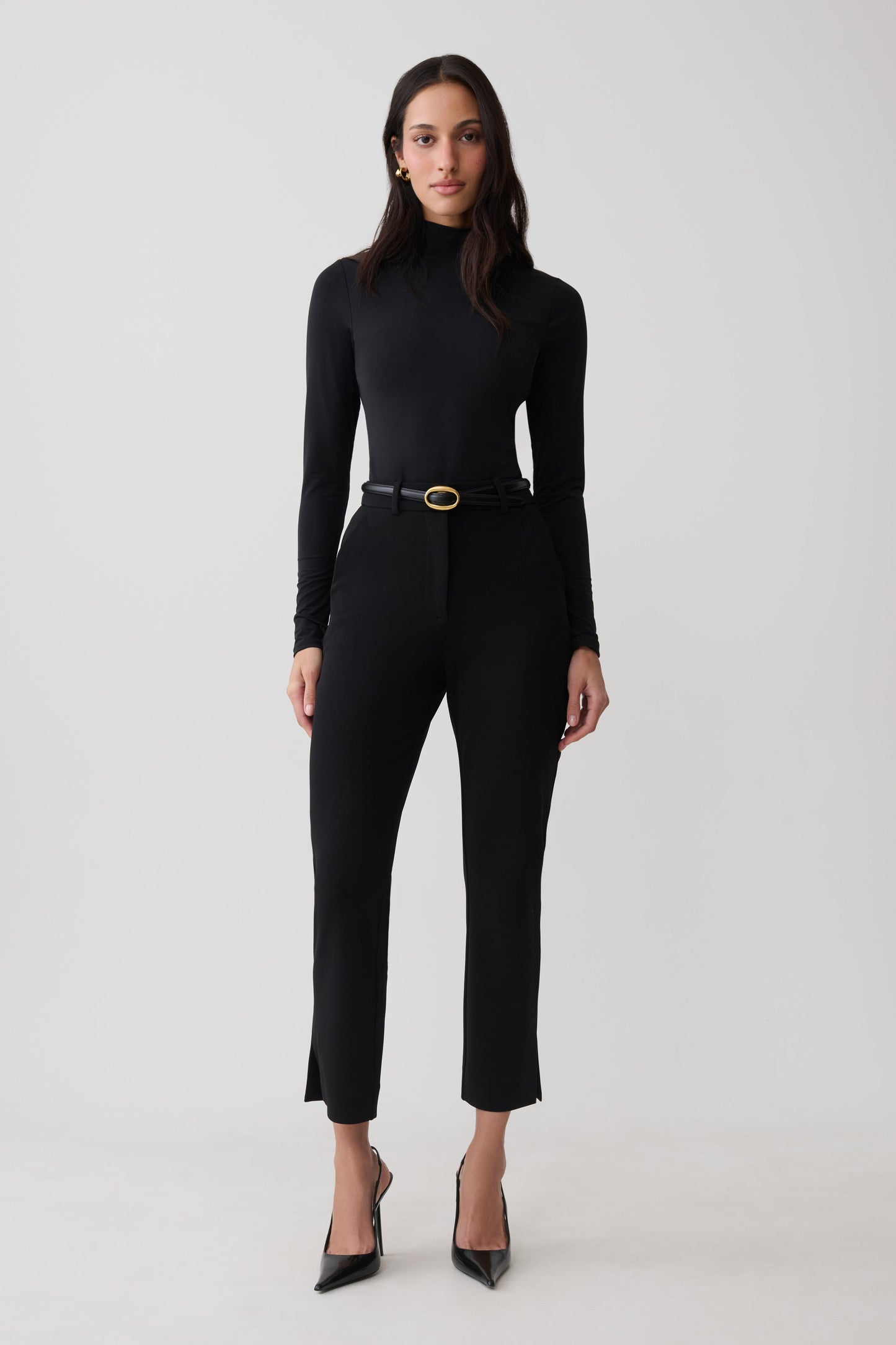 Annabel Long Sleeve High Neck Bodysuit - Black