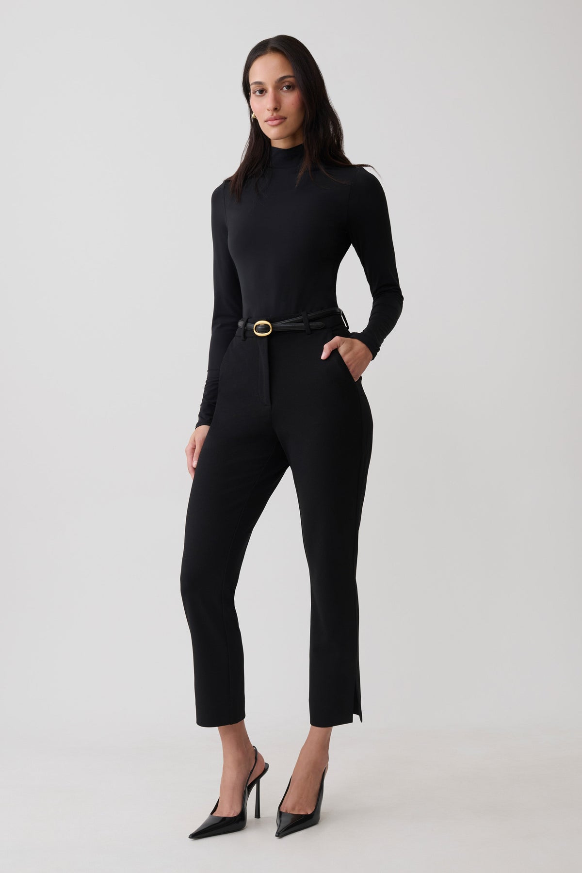 Annabel Long Sleeve High Neck Bodysuit - Black
