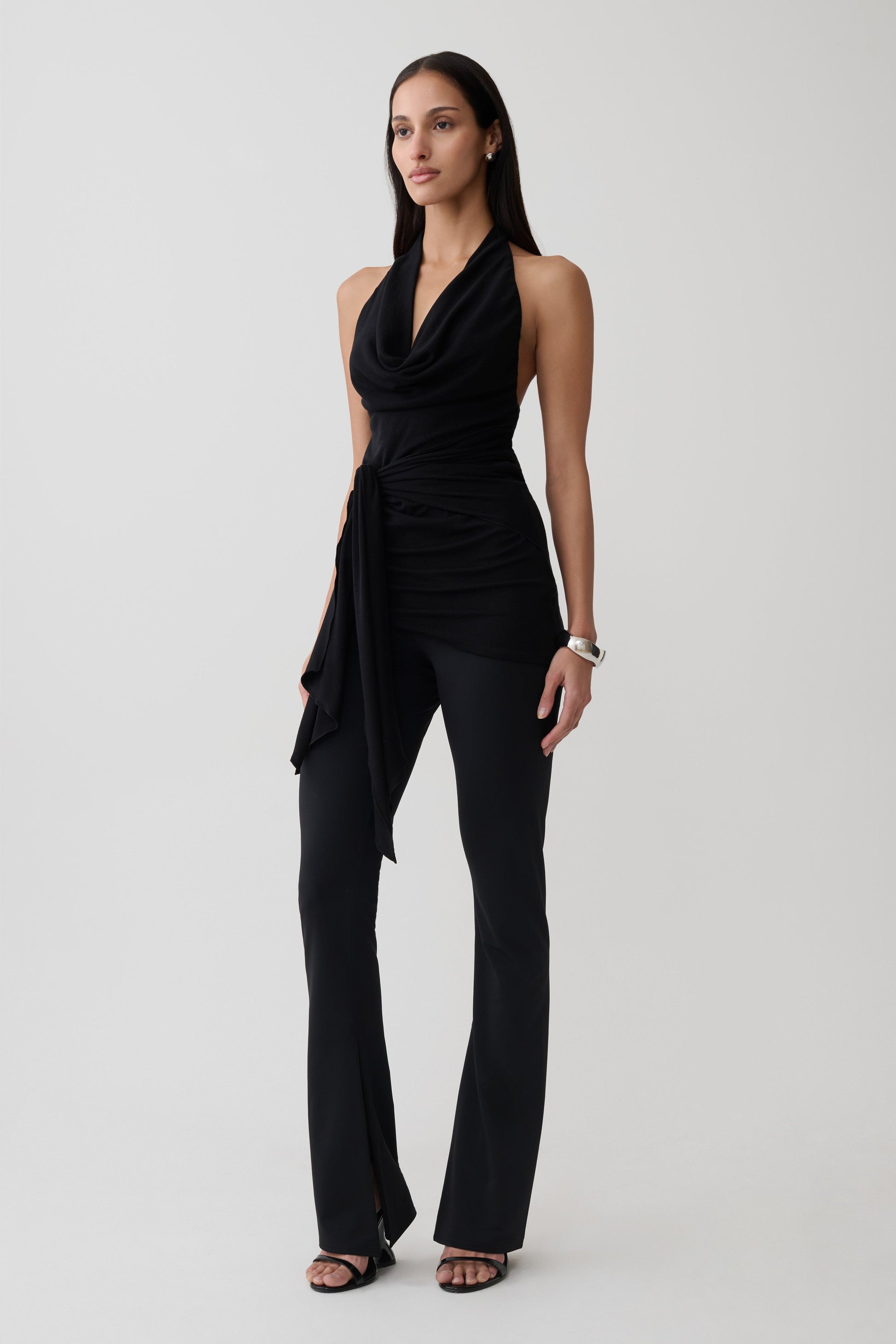 Dolorres Front Tie Halter Top - Black #5