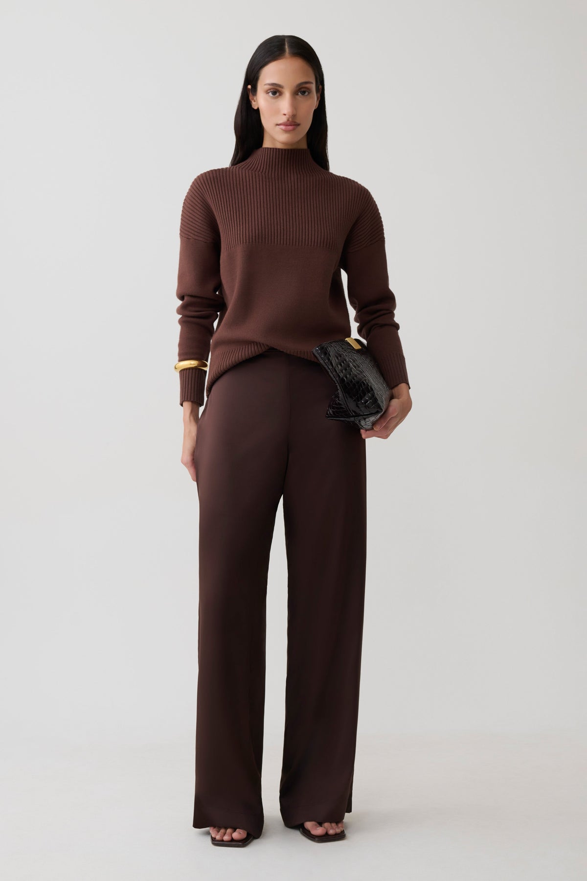 Stanley Ribbed High Neck Jumper - Chocolate #6