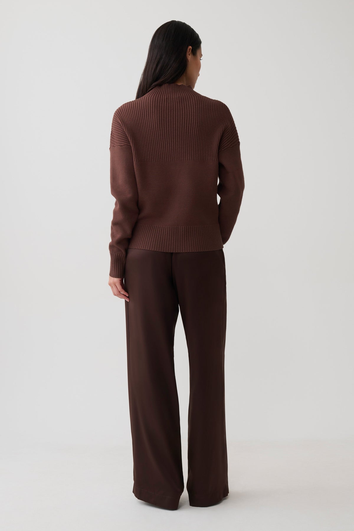Stanley Ribbed High Neck Jumper - Chocolate #5