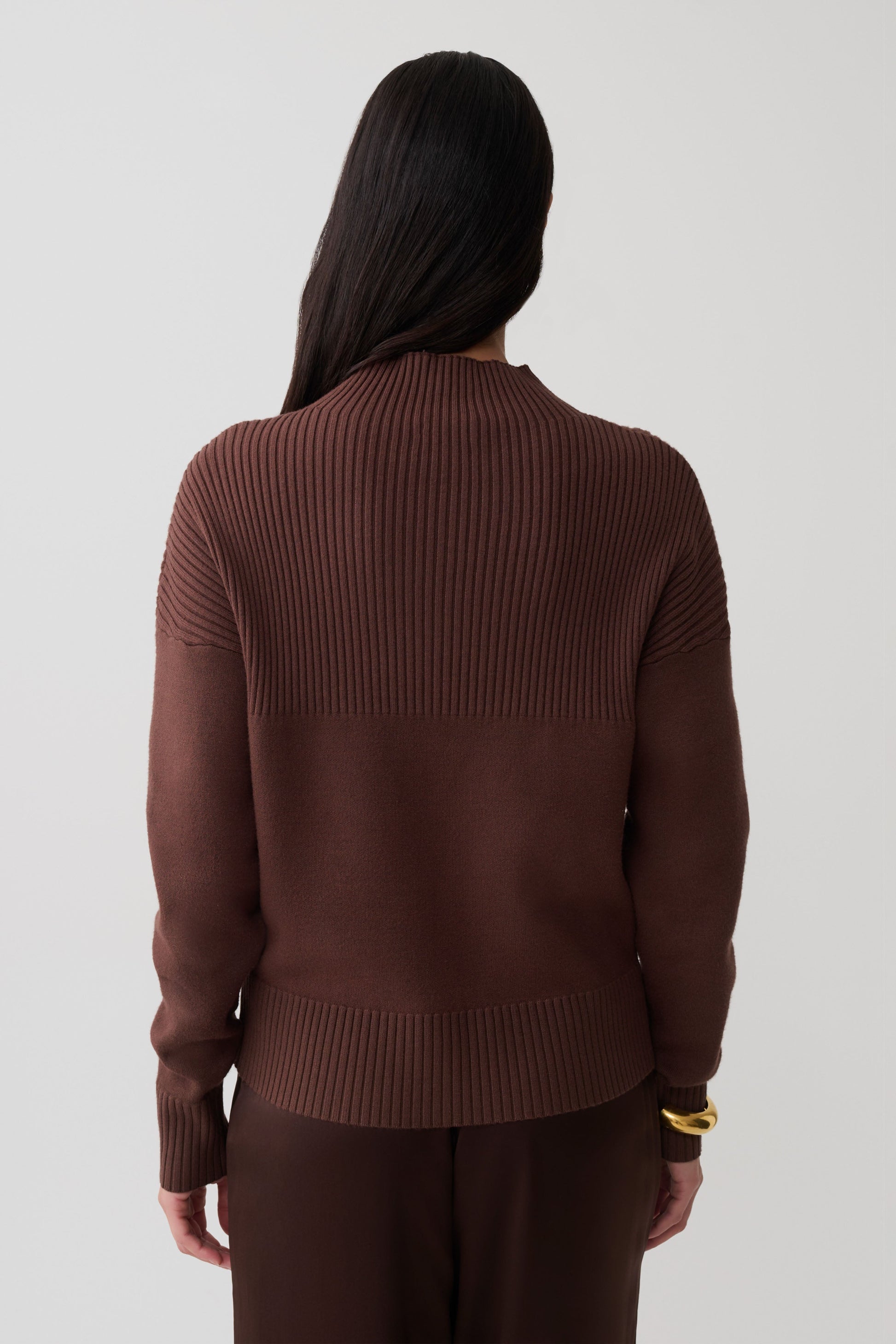 Stanley Ribbed High Neck Jumper - Chocolate #2