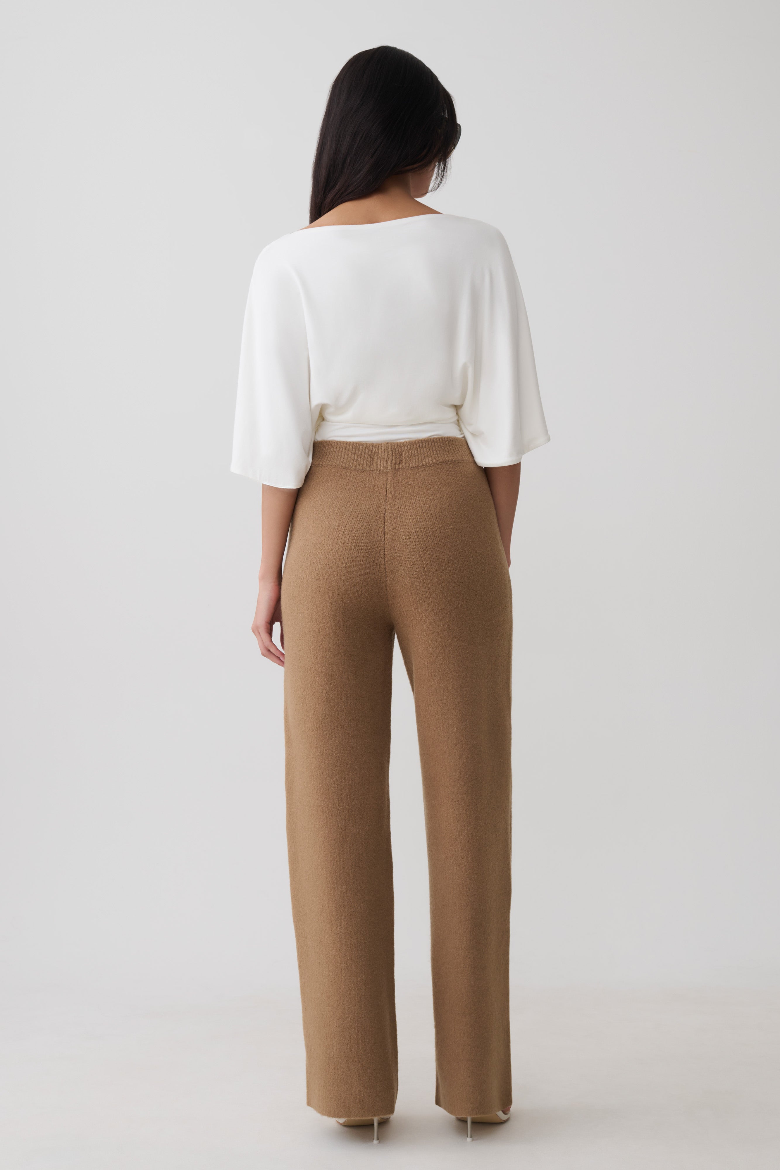 Brittany Pleat Front Knit Pants - Camel | MESHKI US