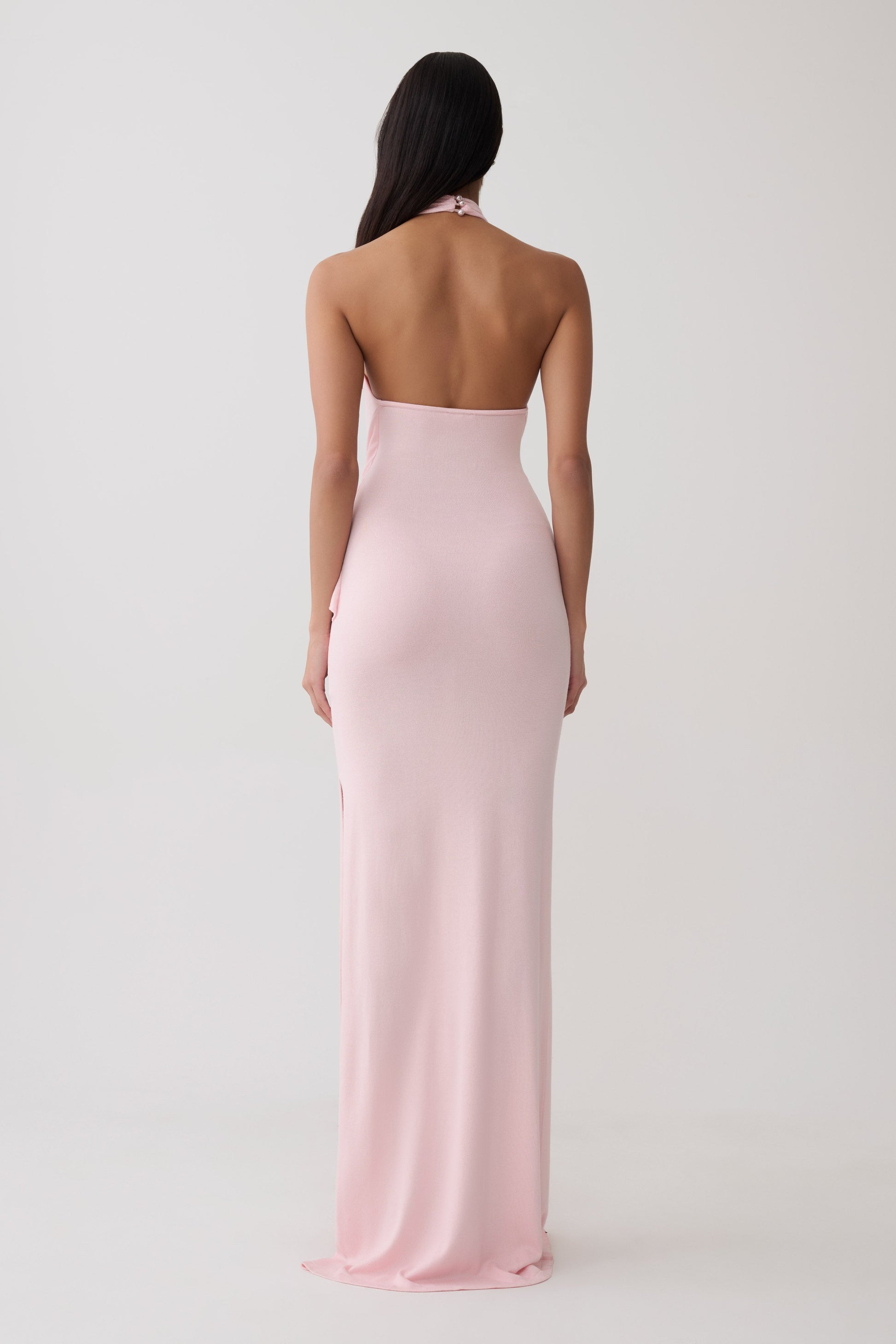 Cindylou Halter Knit Maxi Dress - Baby Pink #2