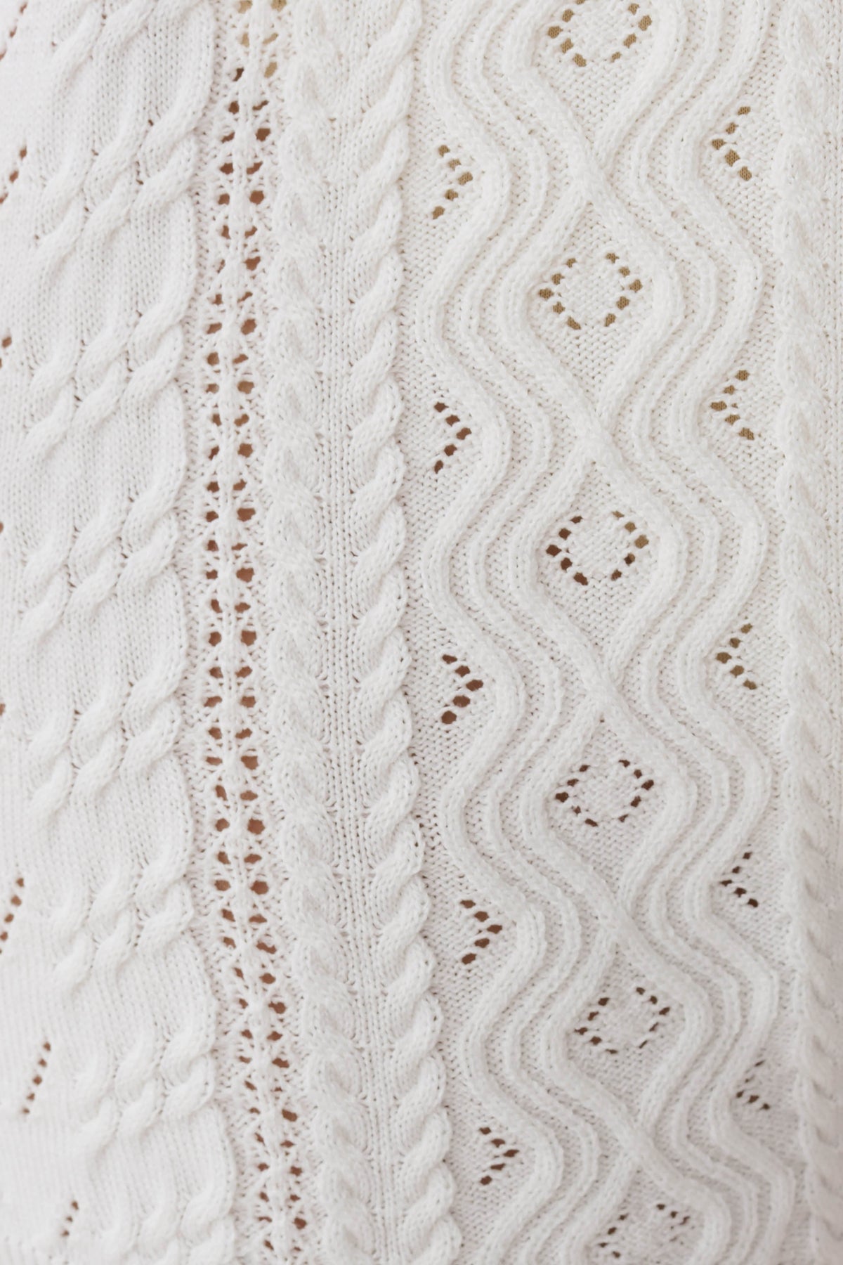 Darlene Pointelle Knit Long Sleeve Top - White #7