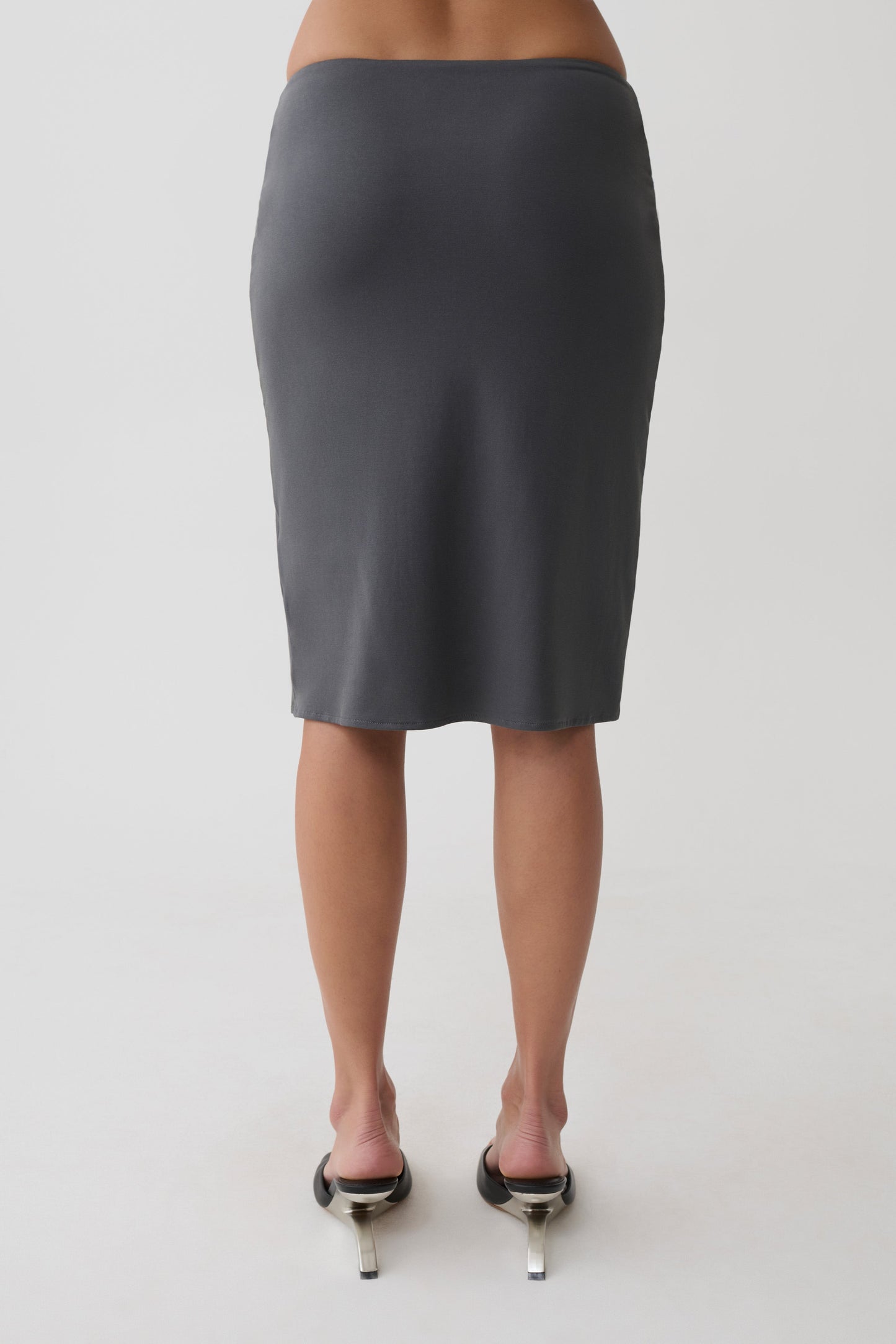 Elio Peached Jersey Midi Skirt - Charcoal