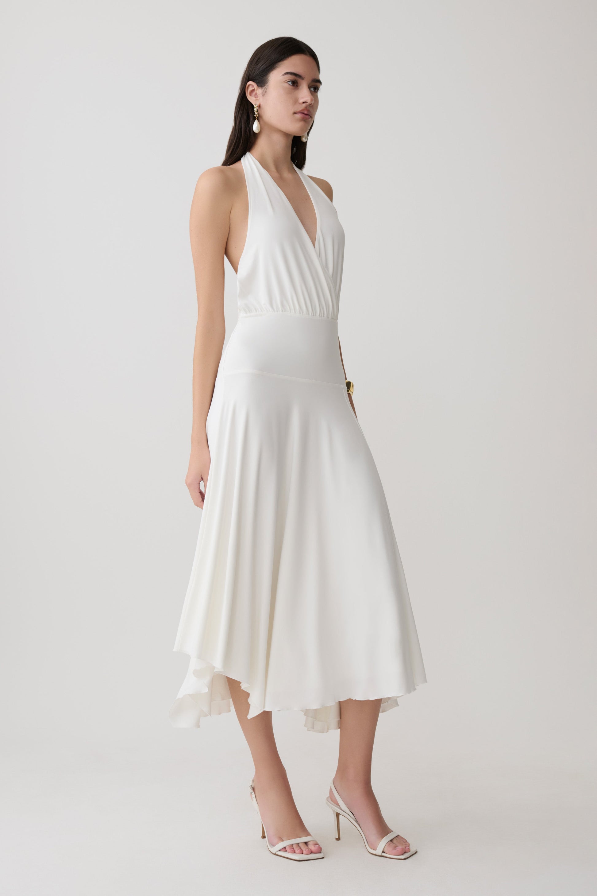 Krish Hankie Halter Midi Dress - White #3