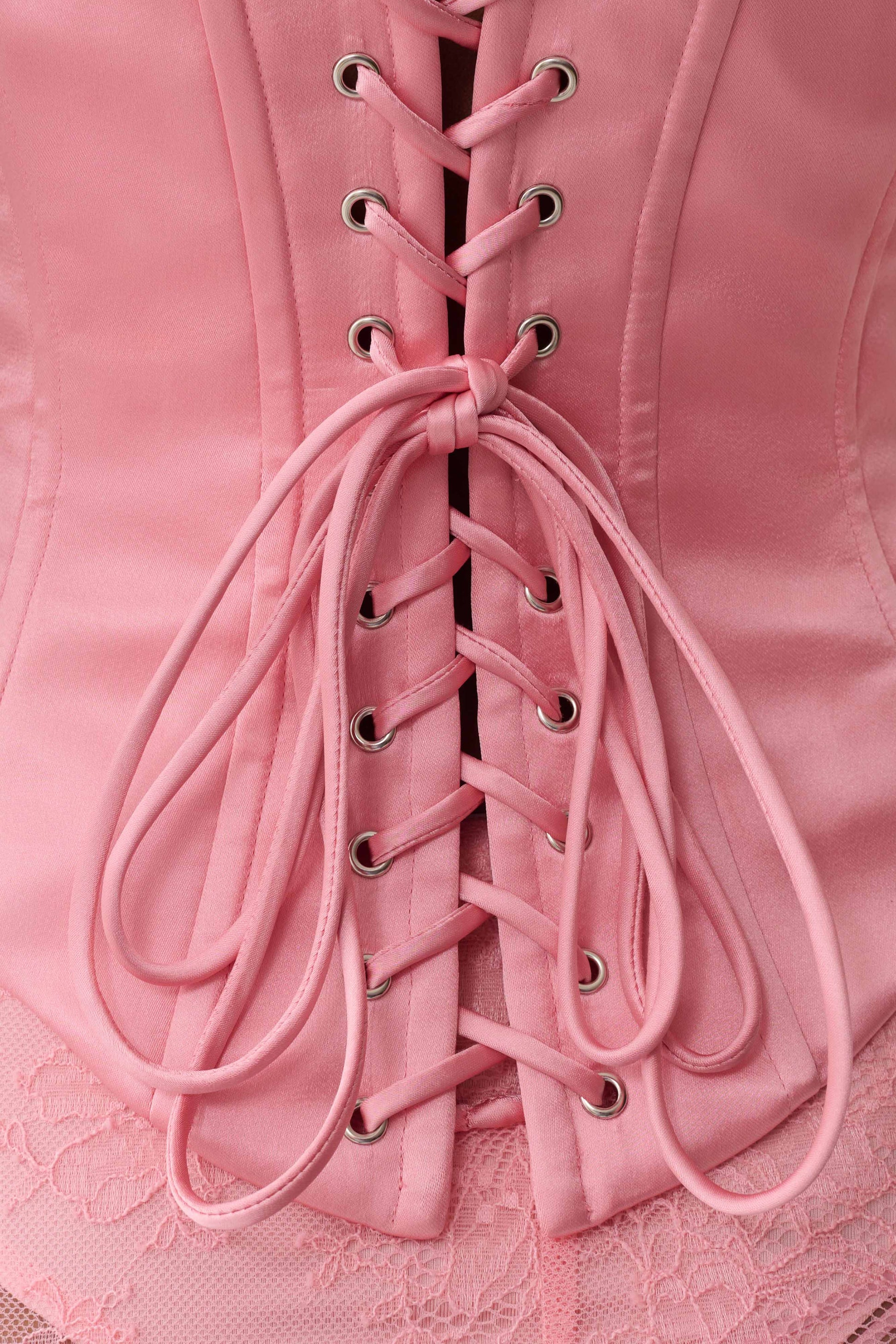 Nicolla Satin Strapless Corset - Pink #10