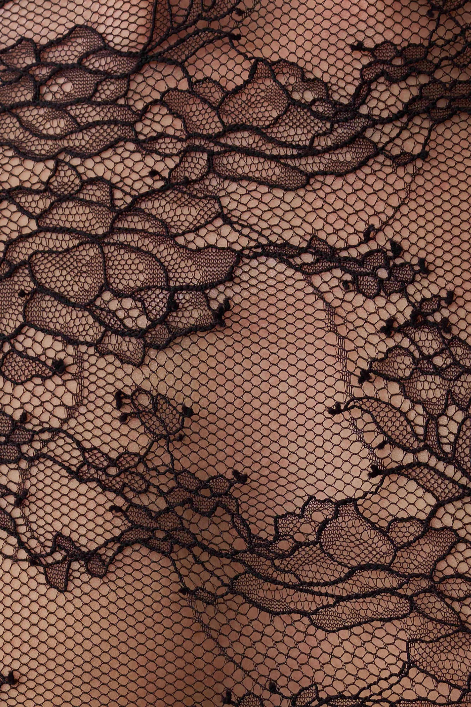 Alizette Long Sleeve Lace Maxi Dress - Black #6