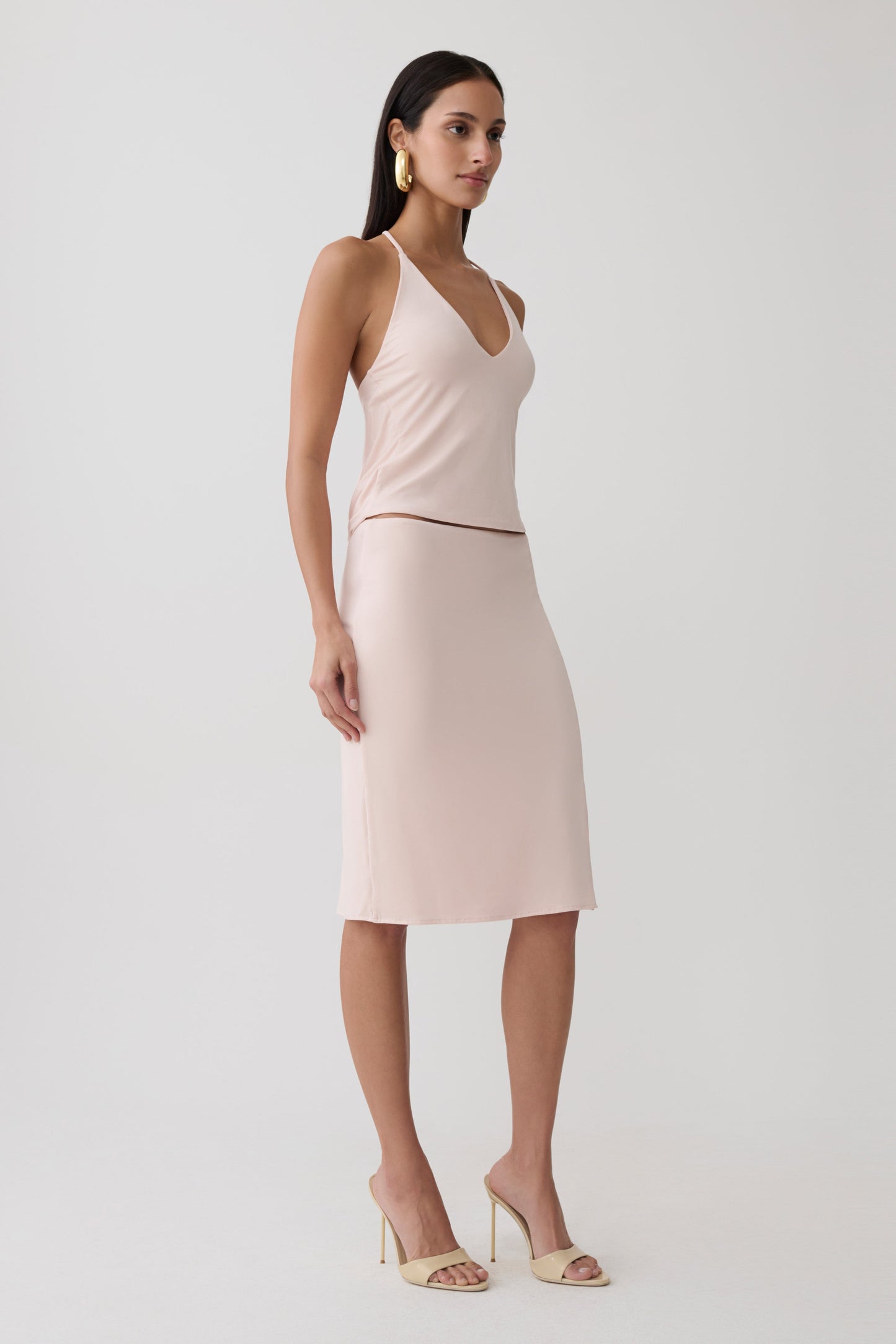 Elio Peached Jersey Midi Skirt - Muted Pink