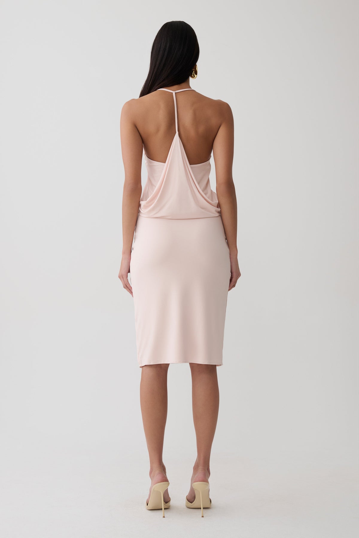 Elio Peached Jersey Midi Skirt - Muted Pink
