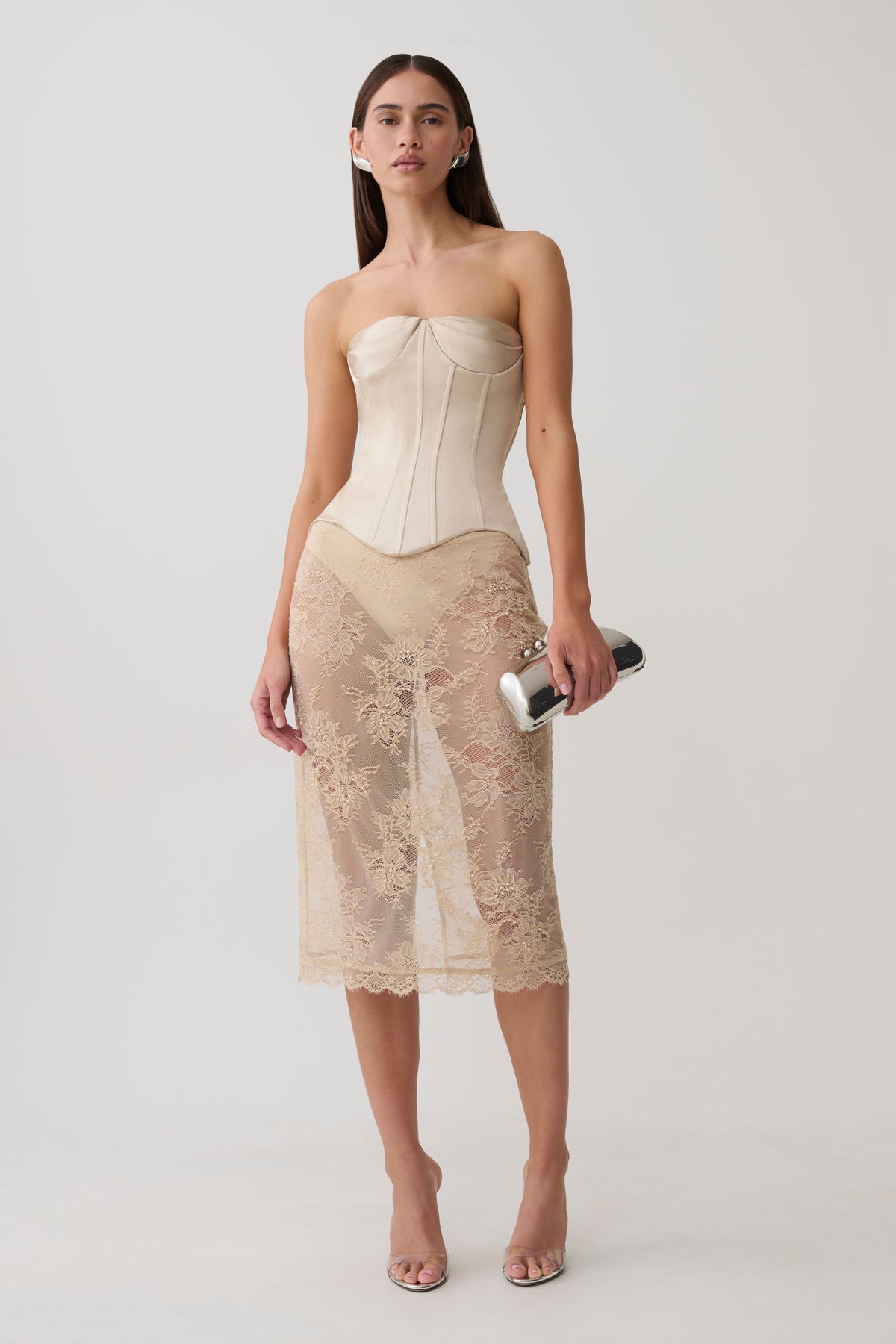 Nicolla Satin Strapless Corset - Blush Rose Gold #9