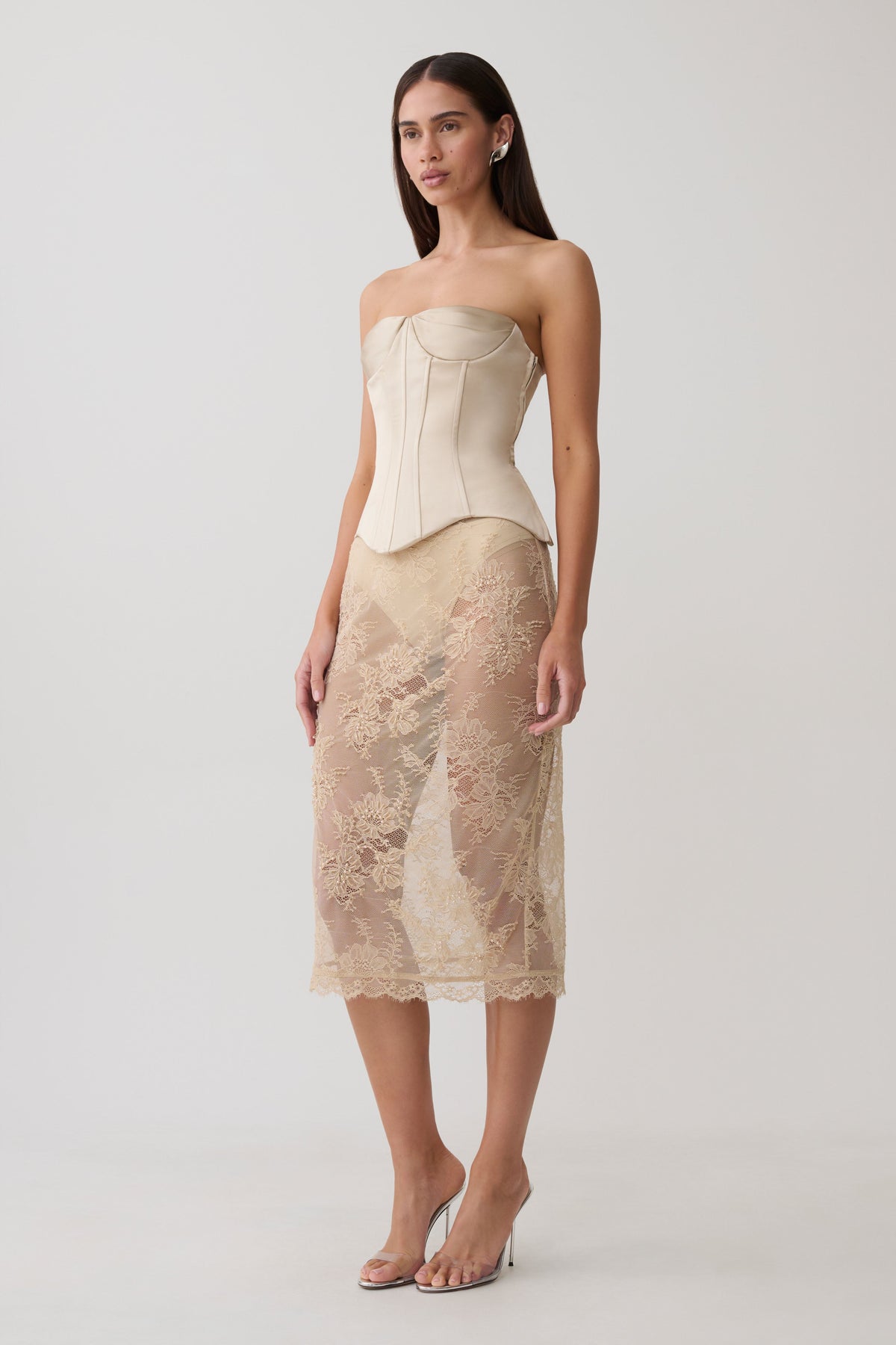 Nicolla Satin Strapless Corset - Blush Rose Gold #5