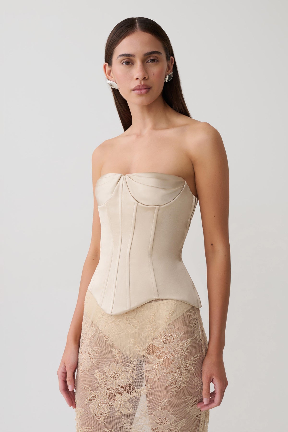 Nicolla Satin Strapless Corset - Blush Rose Gold #4