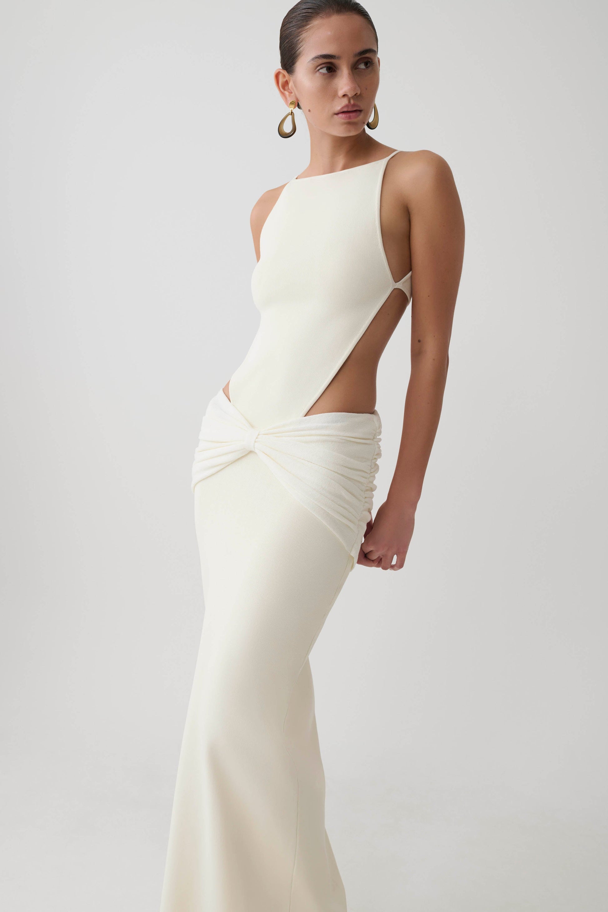 Nathaelie Sleeveless Maxi Dress / White | MESHKI
