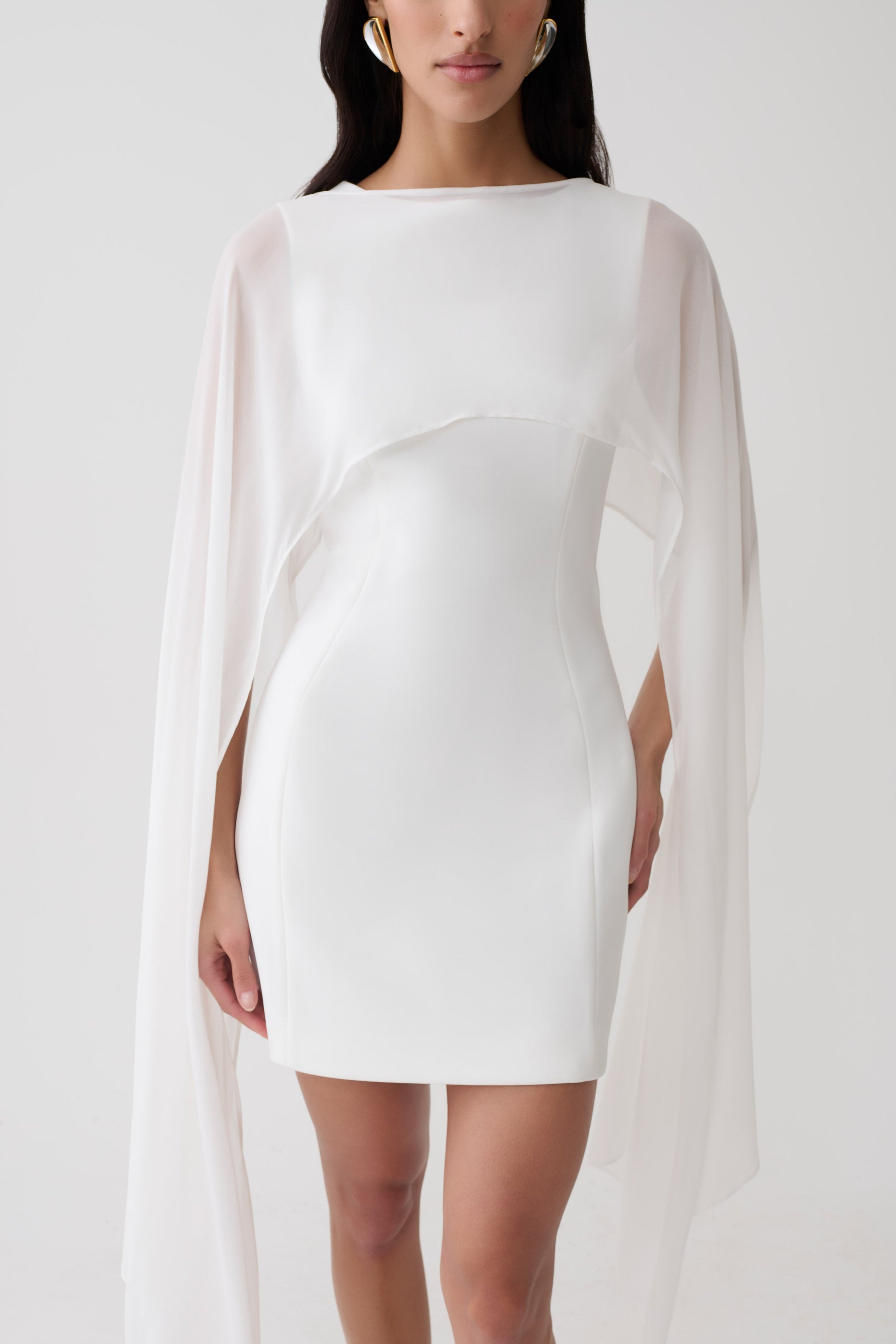 Triana Chiffon Overlay Mini Dress - White #7