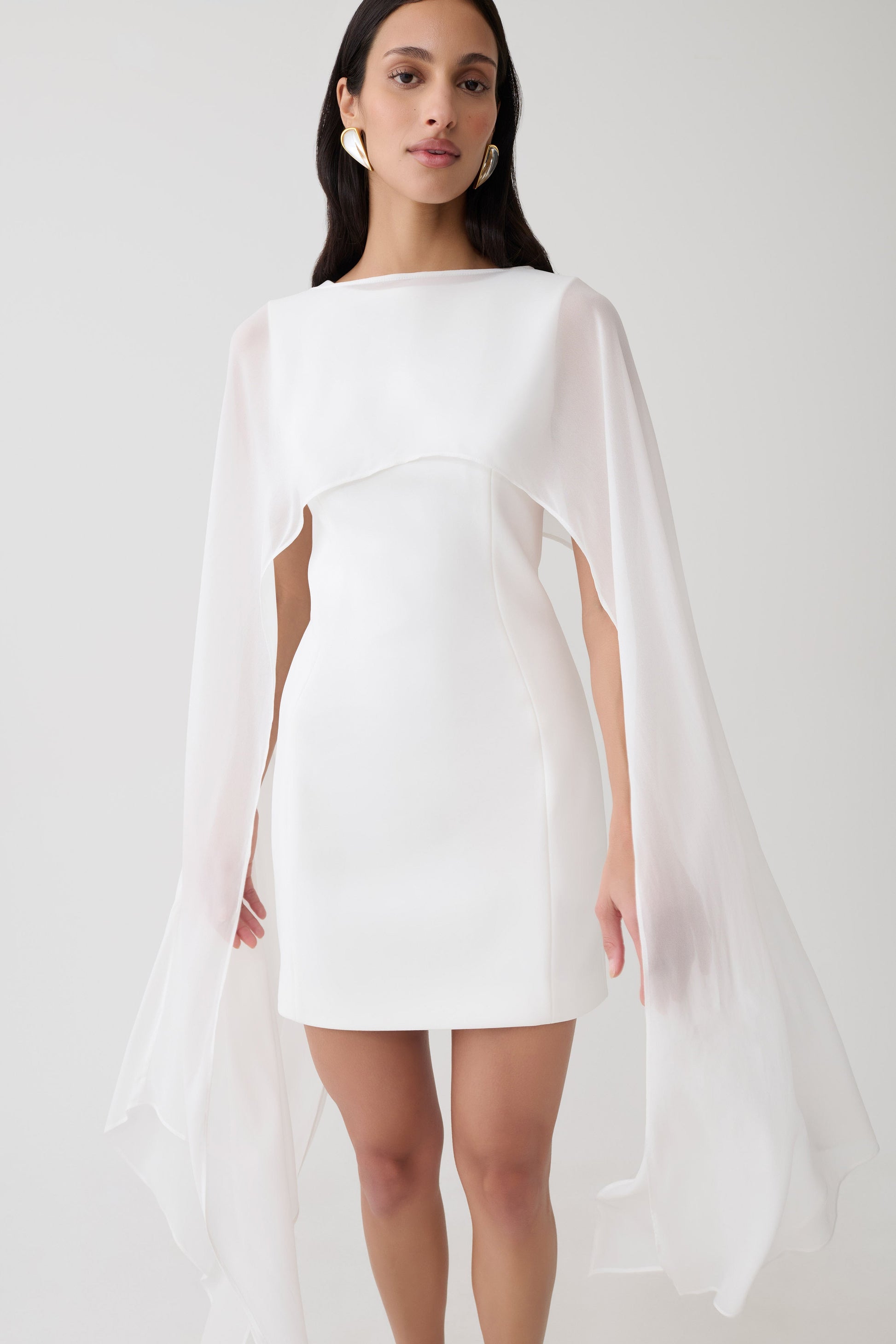 Triana Chiffon Overlay Mini Dress - White #3