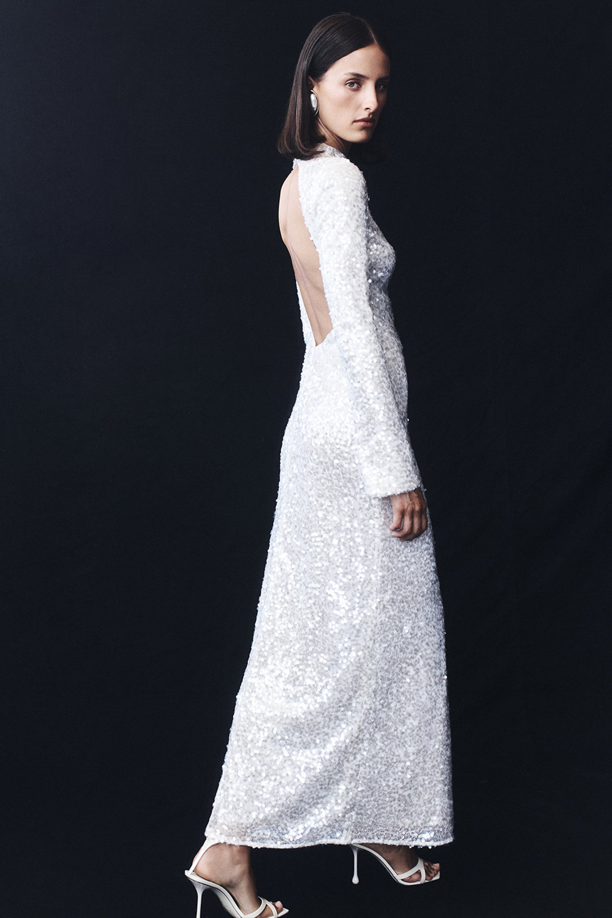 Sofia Long Sleeve Sequin Maxi Dress - White | MESHKI US Sofia Long Sleeve Sequin Maxi Dress - White | MESHKI US