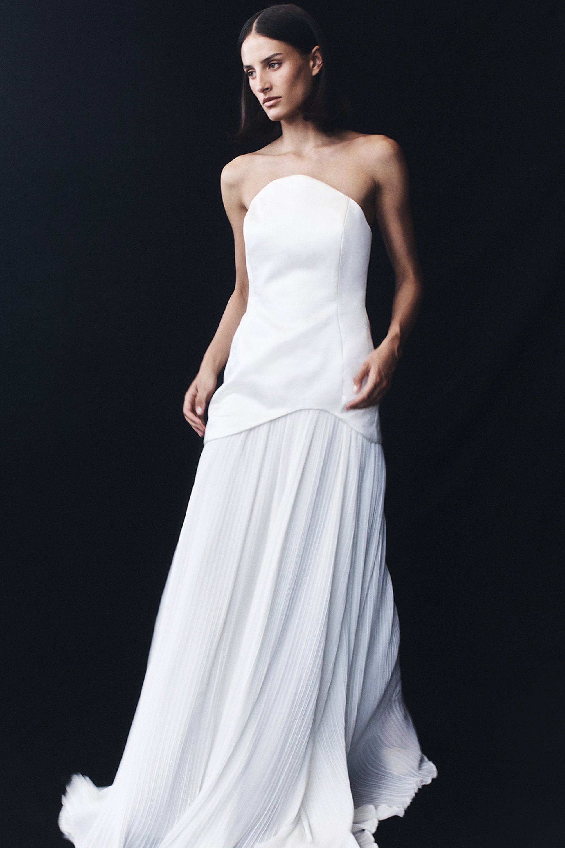 Juno Strapless Pleated Maxi Gown - White Juno Strapless Pleated Maxi Gown - White