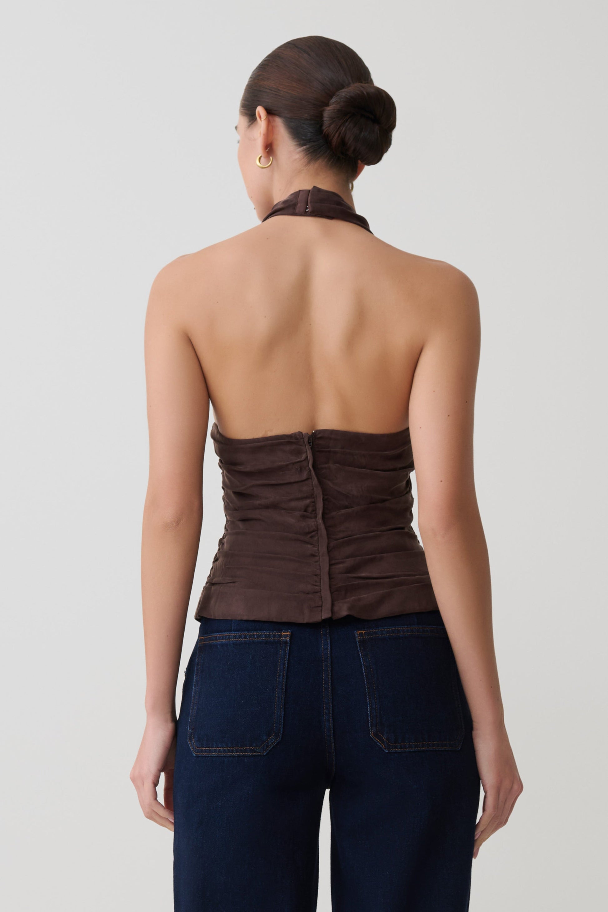Daniela Ruched Halter Top - Dark Chocolate #2