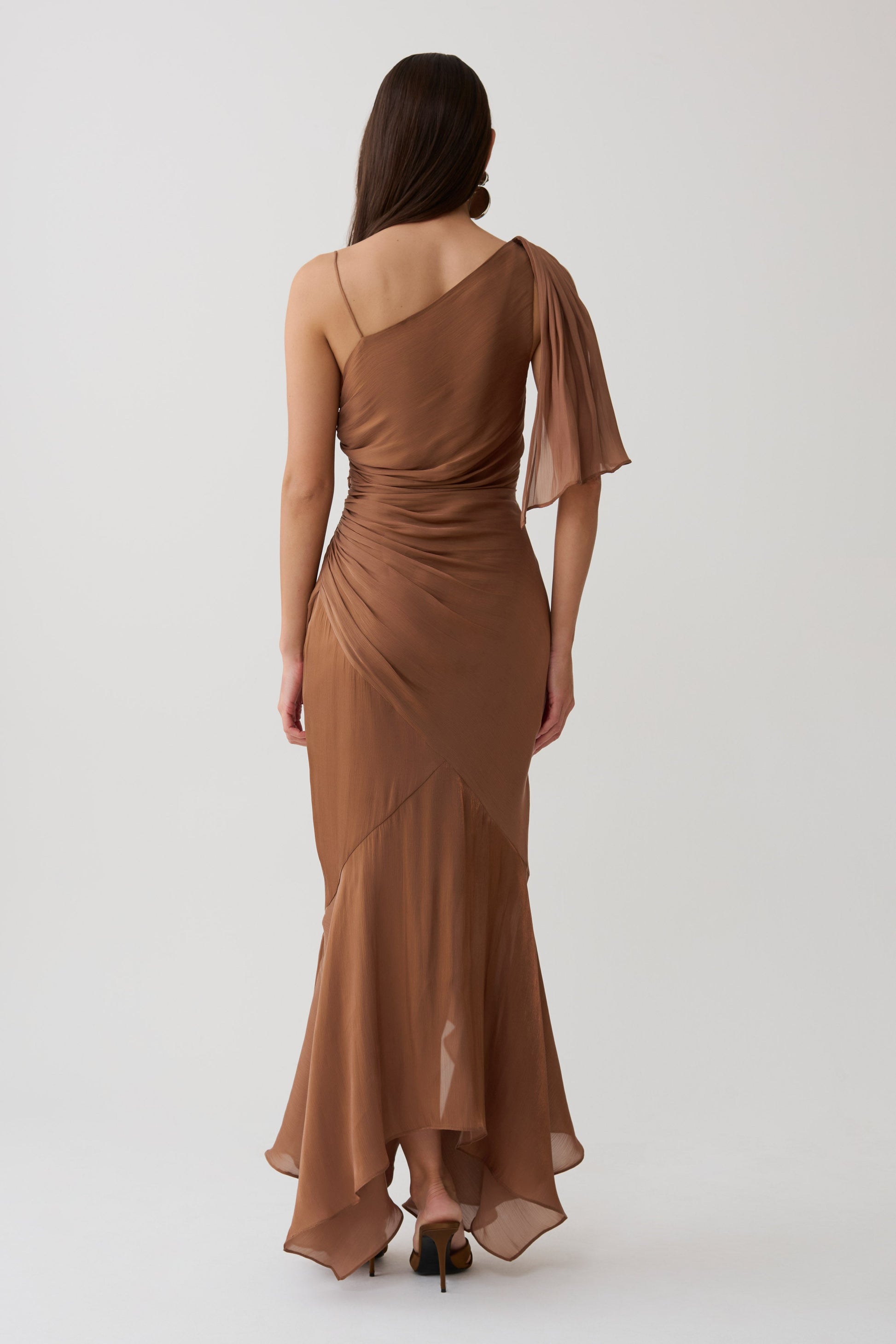 Edith Draped Maxi Dress - Cognac #2