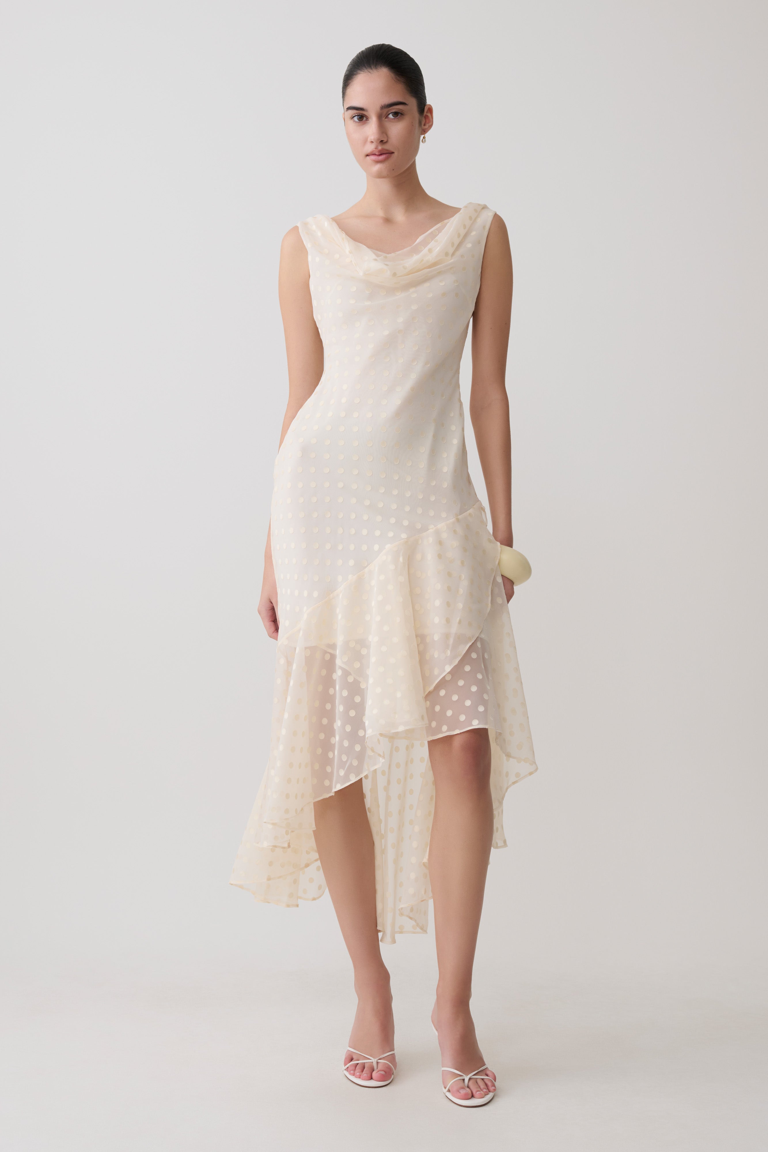 Lilah Devore Midi Dress - Ivory | MESHKI US