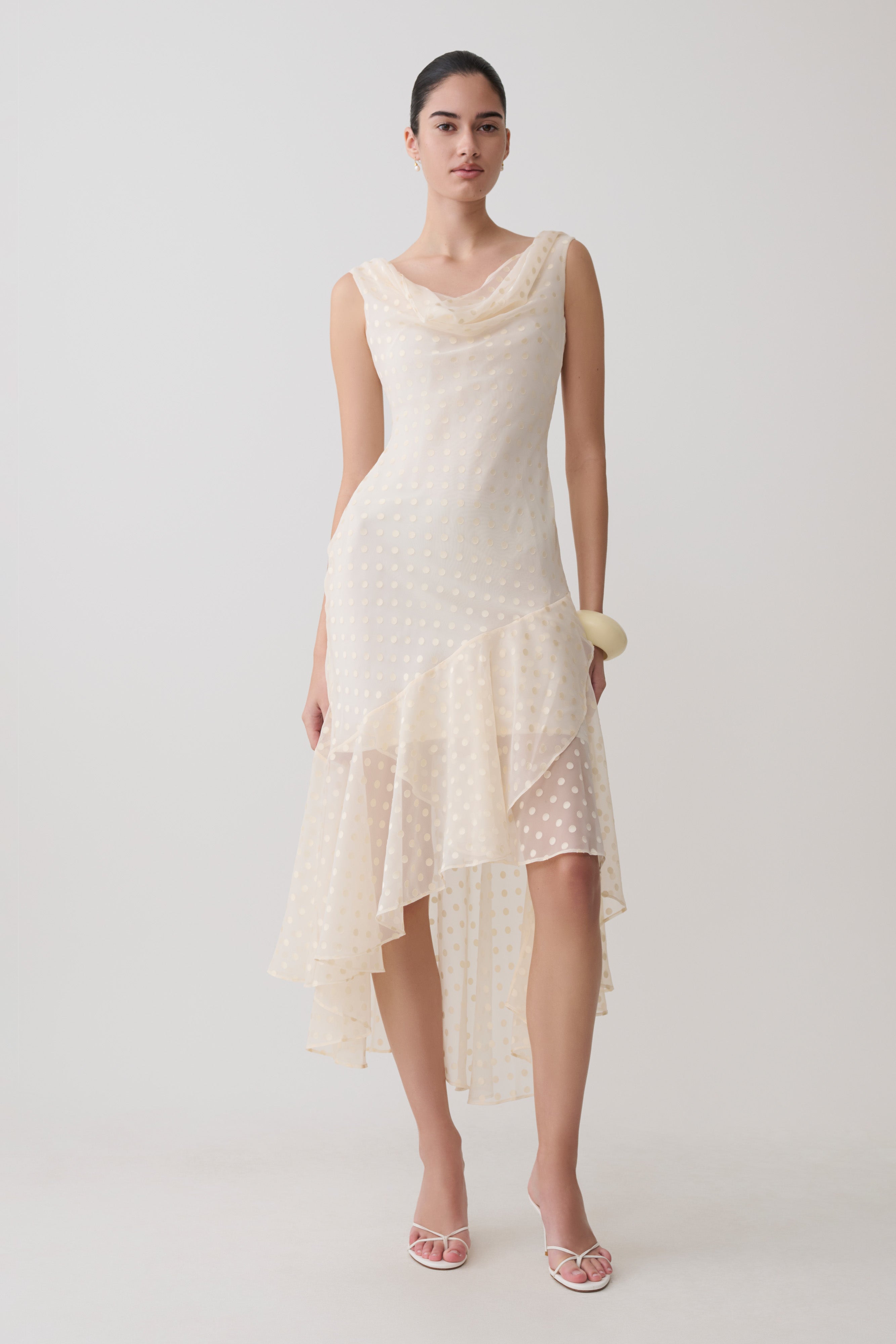 【Louer】pile dress (ivory) /digne サイズ1 Lilah Devore Midi Dress - Ivory | MESHKI US