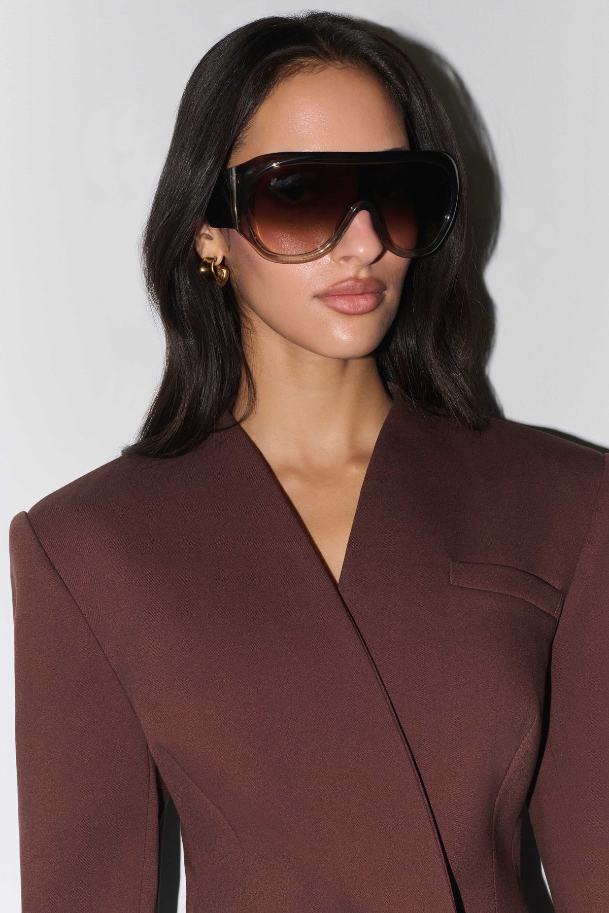 Makayla Suiting Structured Mini Dress - Dark Chocolate #6