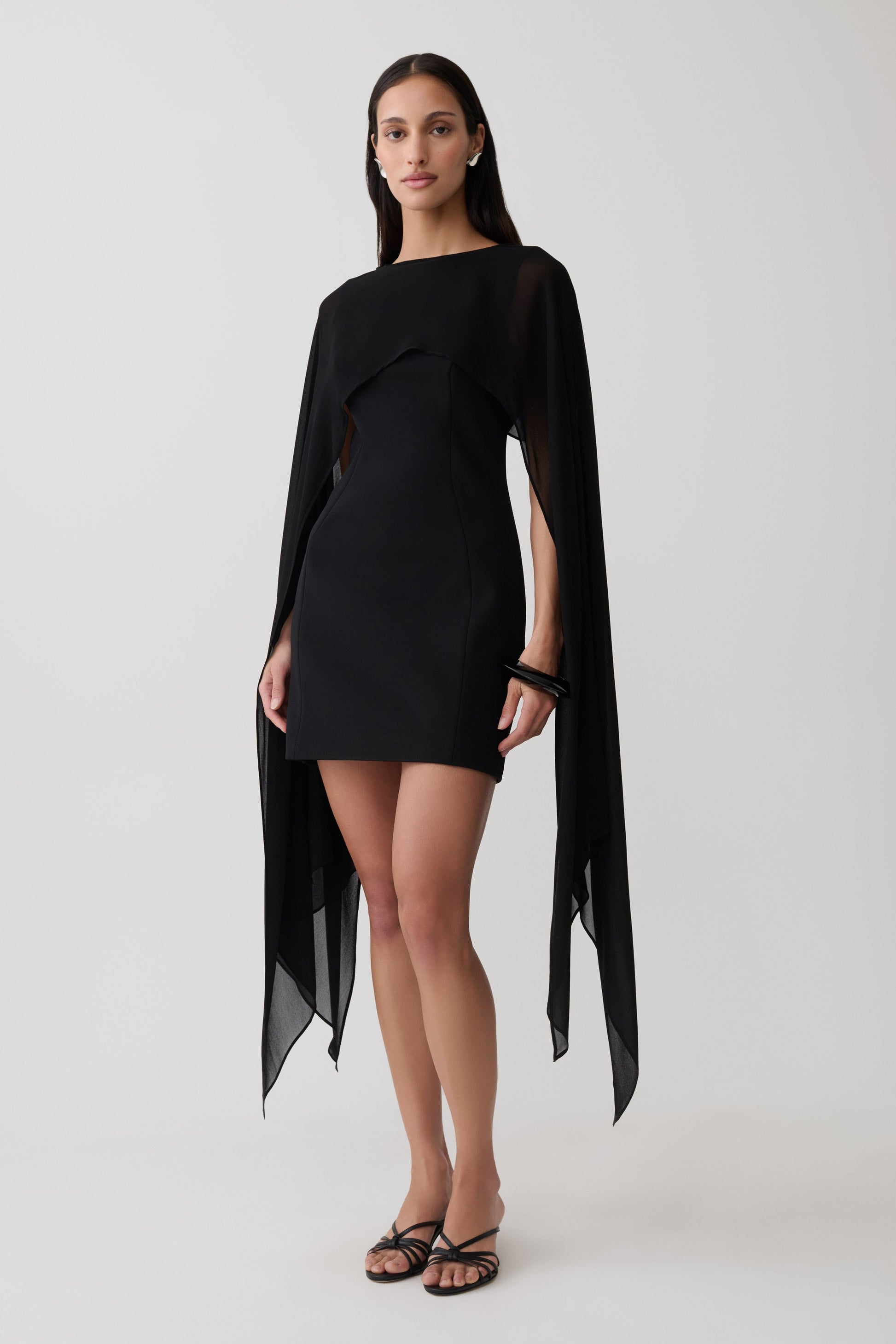 Triana Chiffon Overlay Mini Dress - Black #4