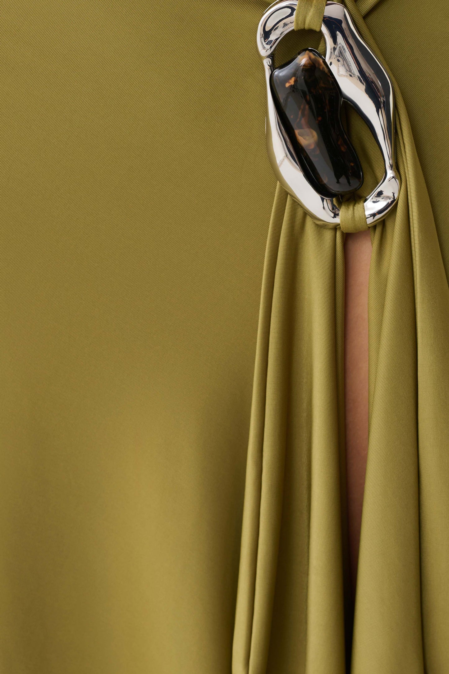 Sault Hankie Midi Skirt with Hardware - Martini Olive