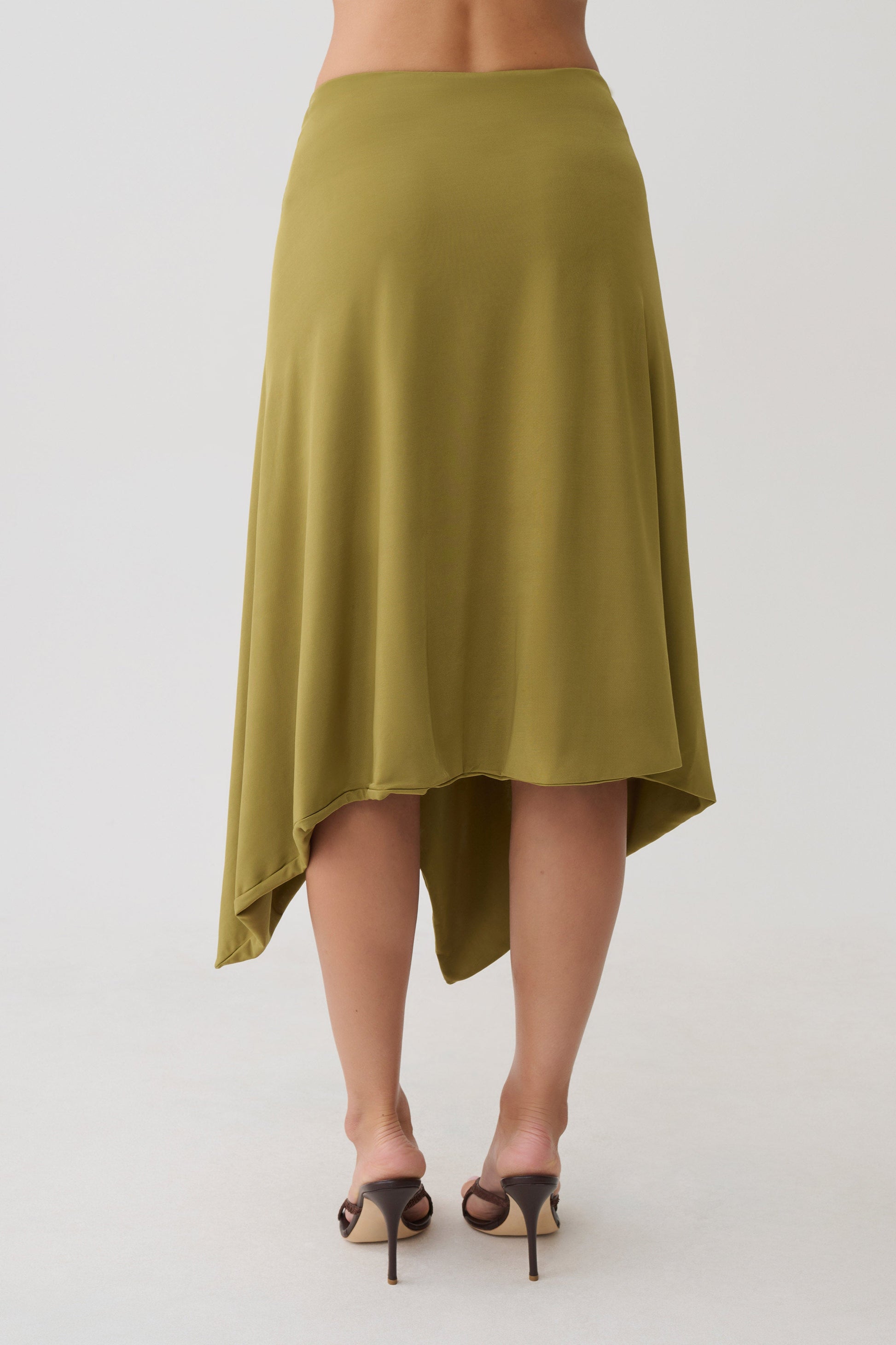 Sault Hankie Midi Skirt with Hardware - Martini Olive #7