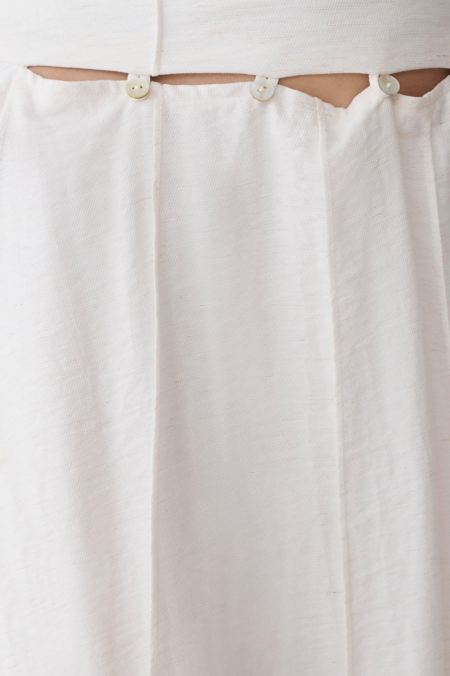 Claire Pearl Button Midi Skirt - White