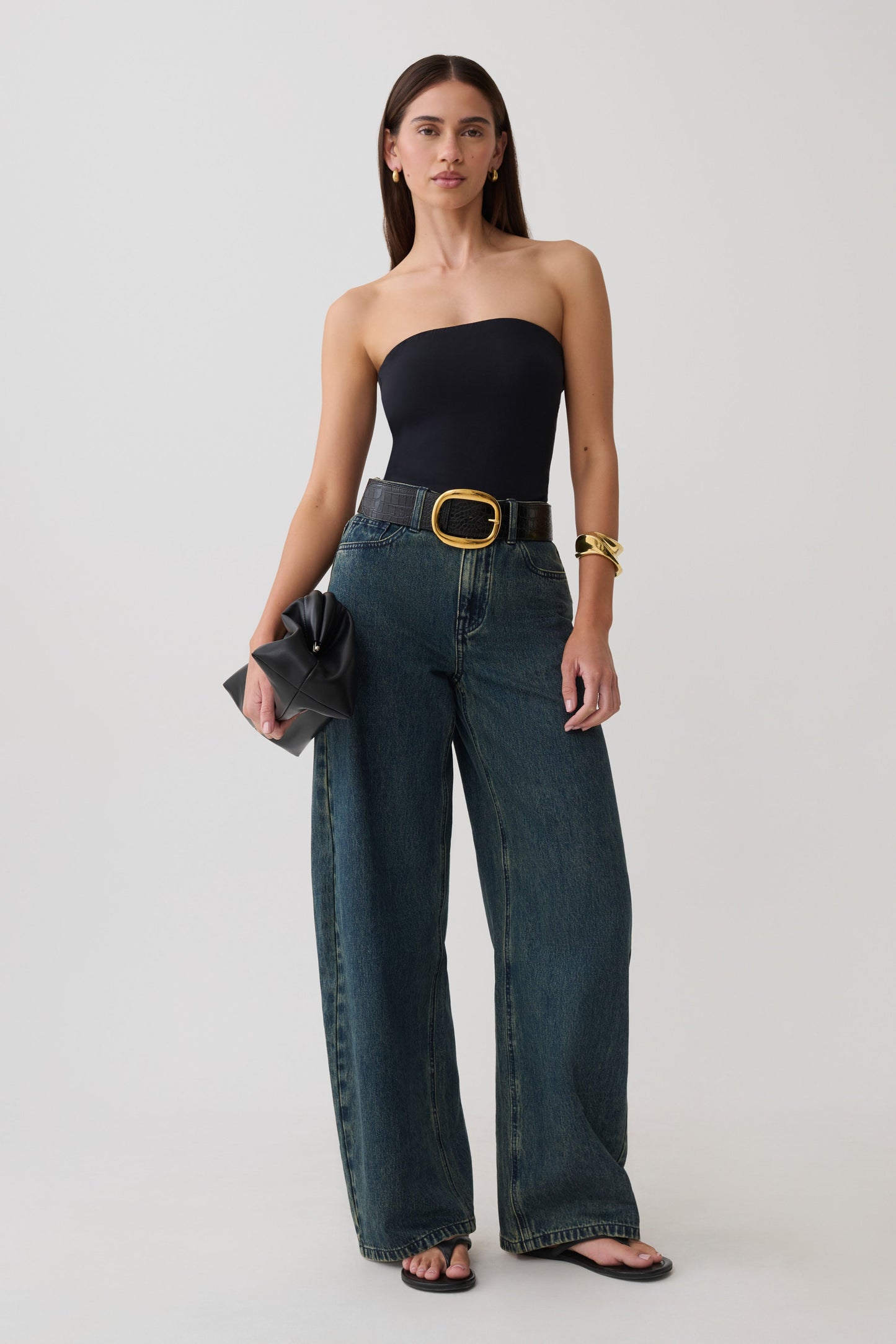 Stephanie Barrel Denim Jeans - Vintage Blue