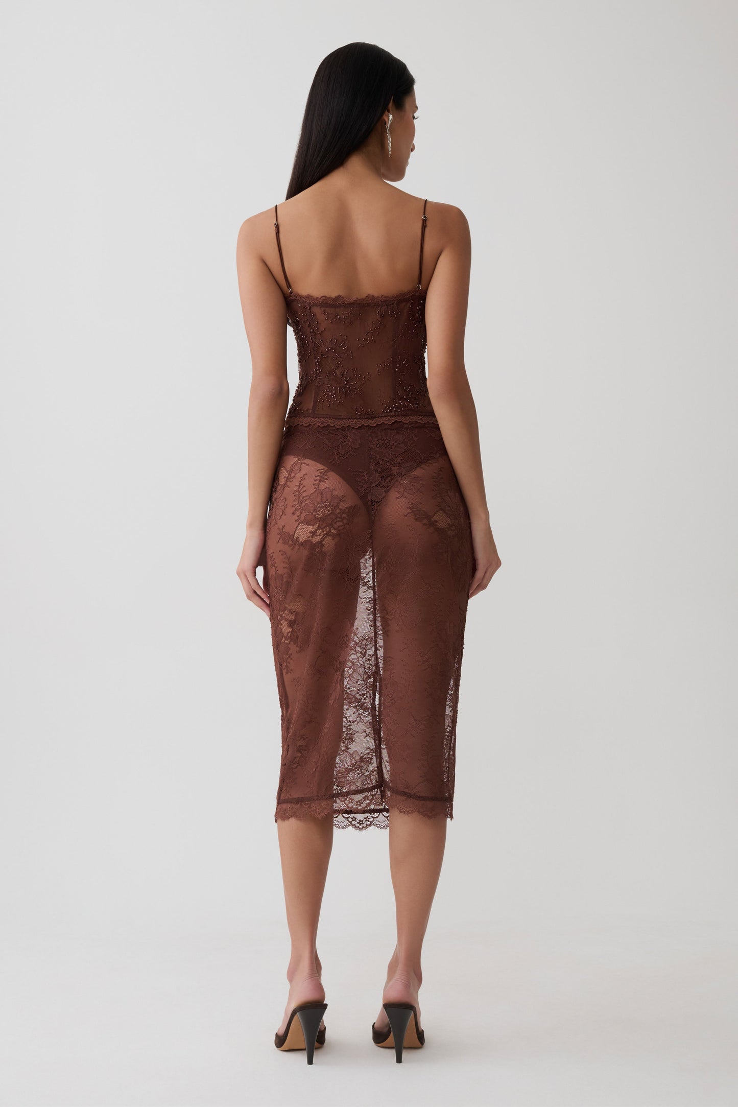 Marcelle Lace Midi Skirt - Dark Chocolate