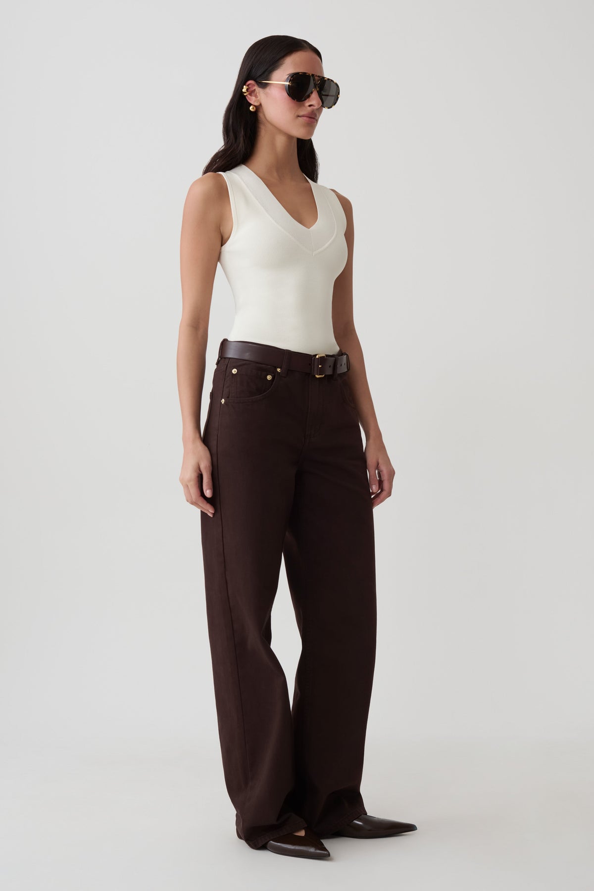 Claudina V-Neck Knit Tank - Ivory
