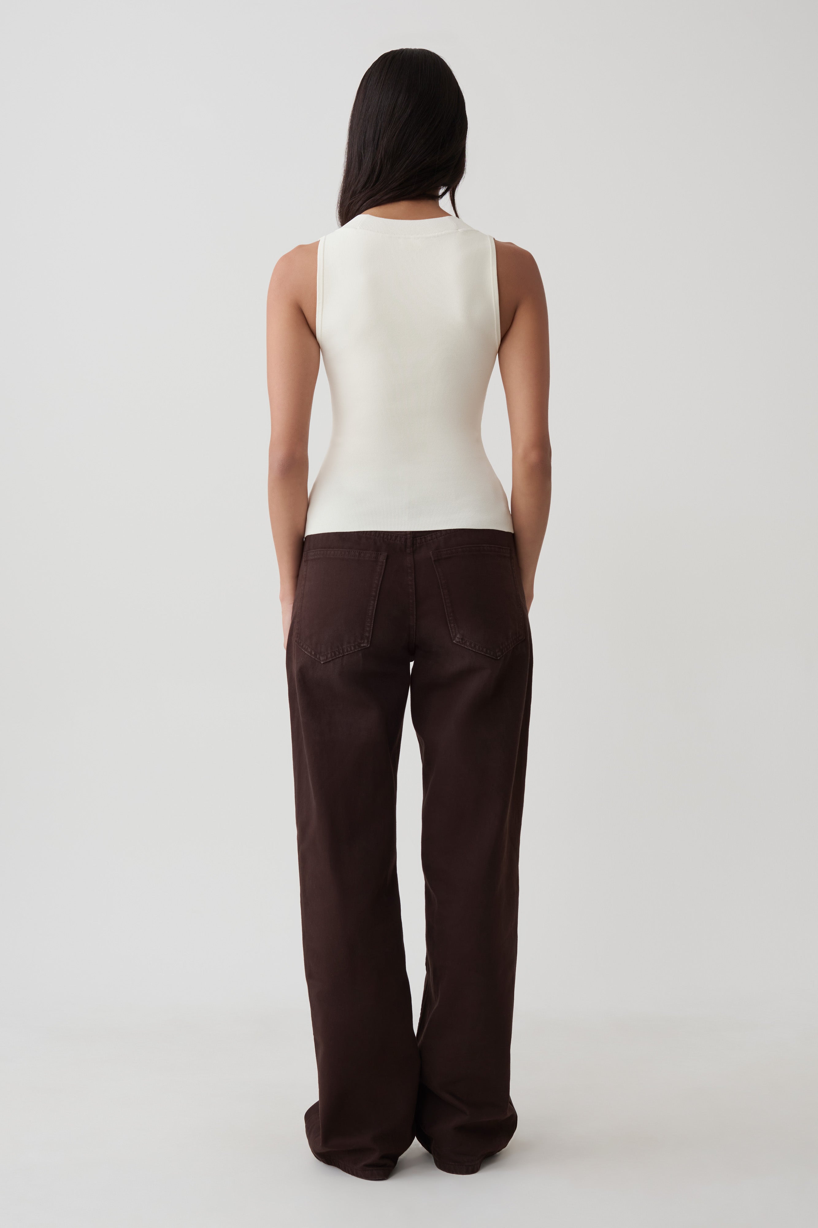 Claudina V-Neck Knit Tank - Ivory | MESHKI US