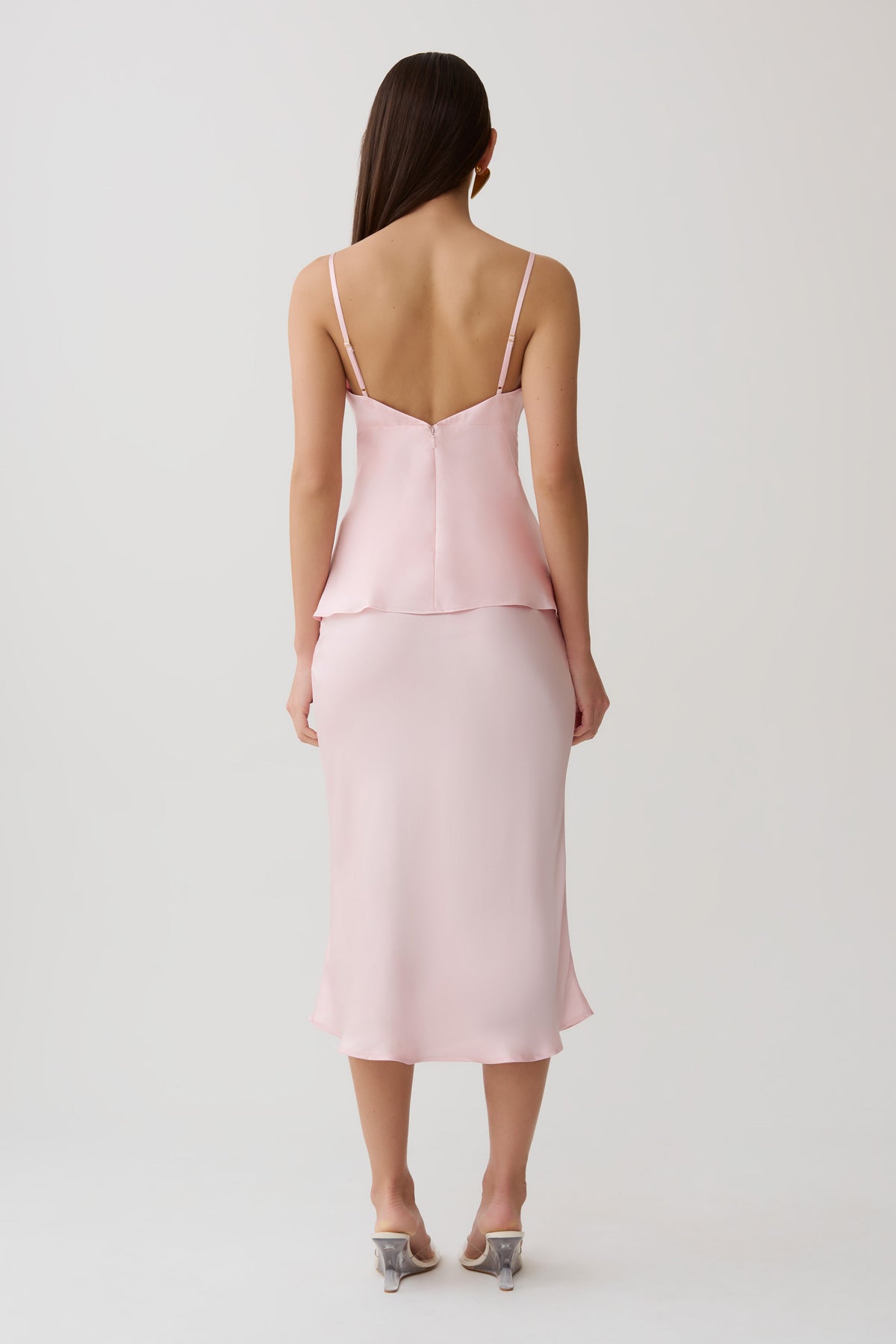 Hattie Satin Sleeveless Top - Pale Pink | MESHKI US