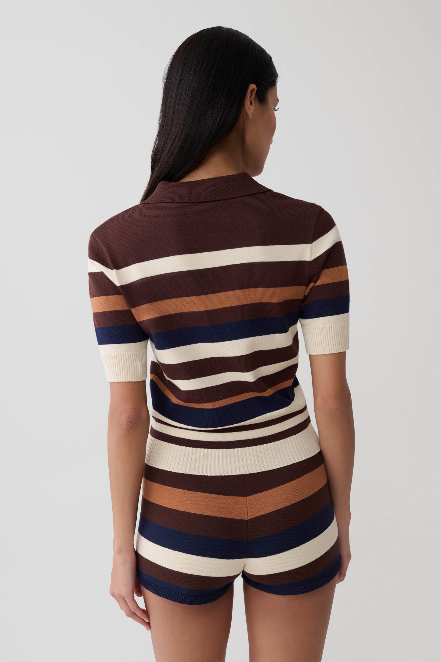 Philly Stripe Knit Button Up Top - Navy/Neutral
