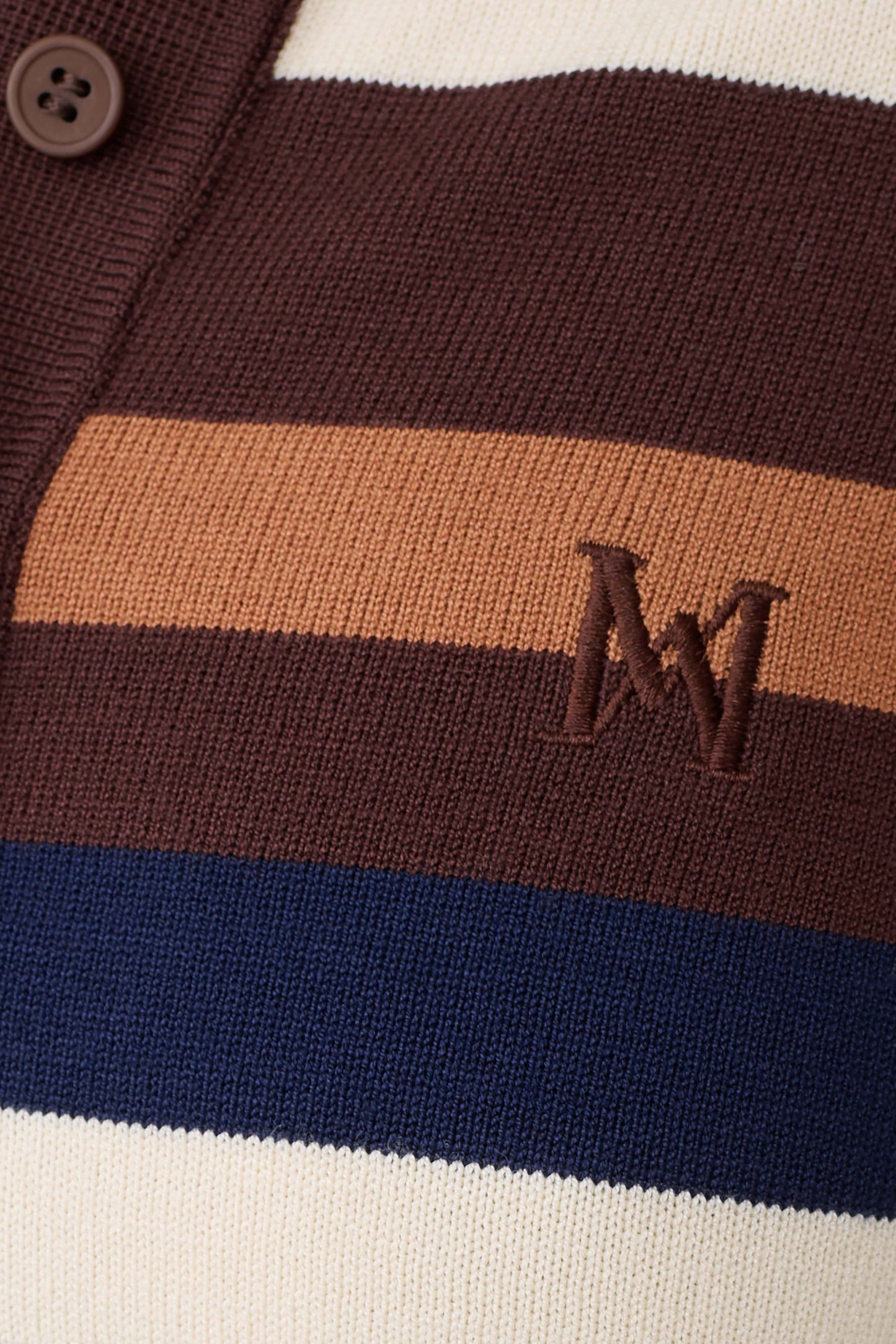 Philly Stripe Knit Button Up Top - Navy/Neutral