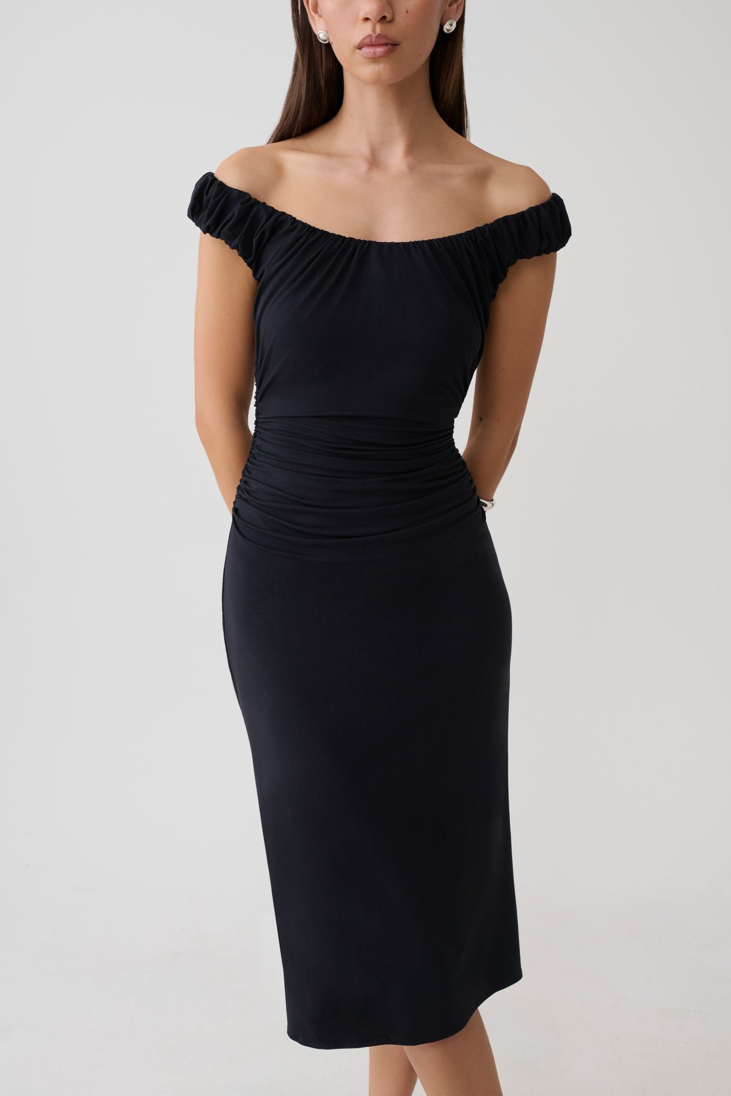 Alize Cupro Knee Length Dress - Black