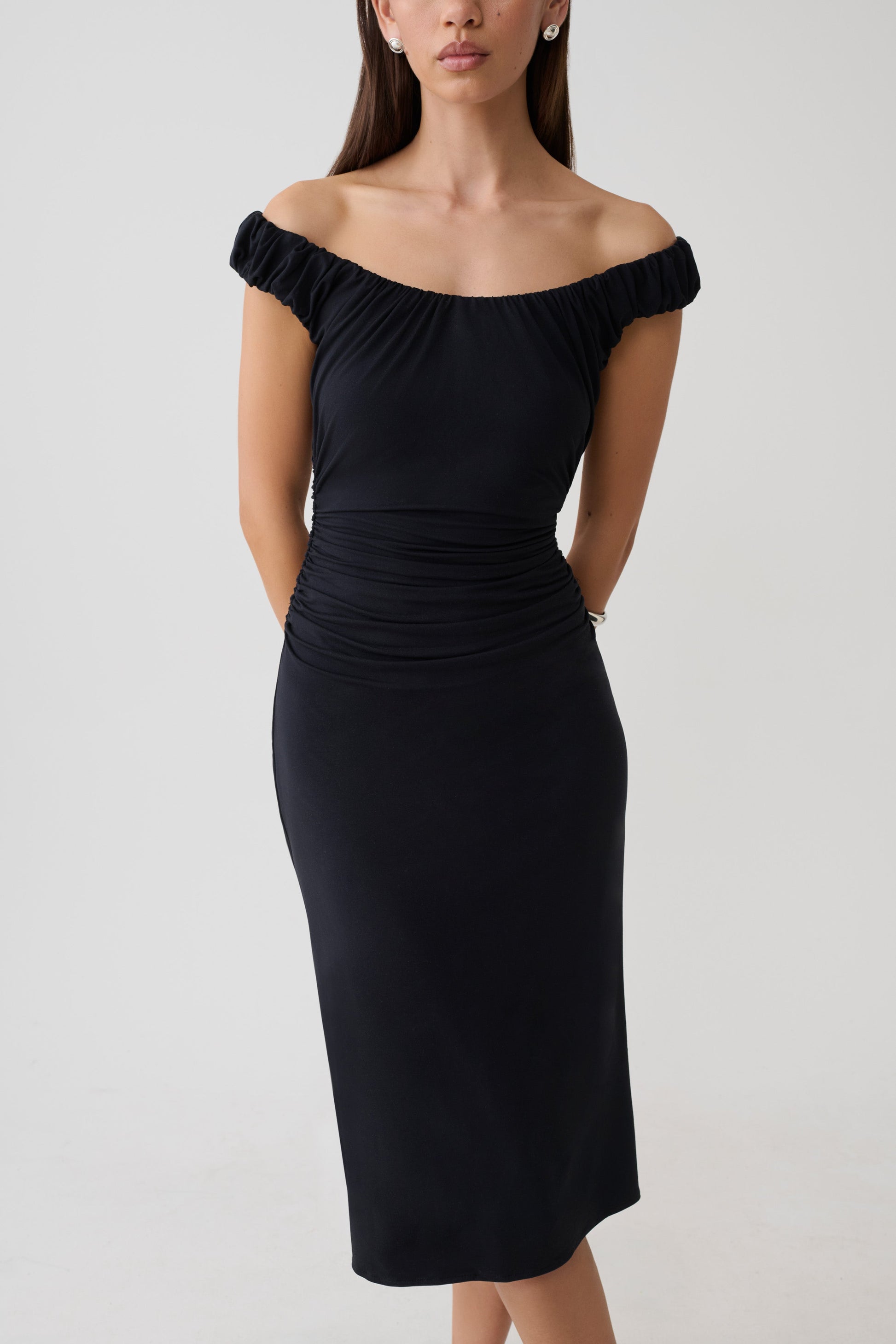 Alize Cupro Knee Length Dress - Black #3