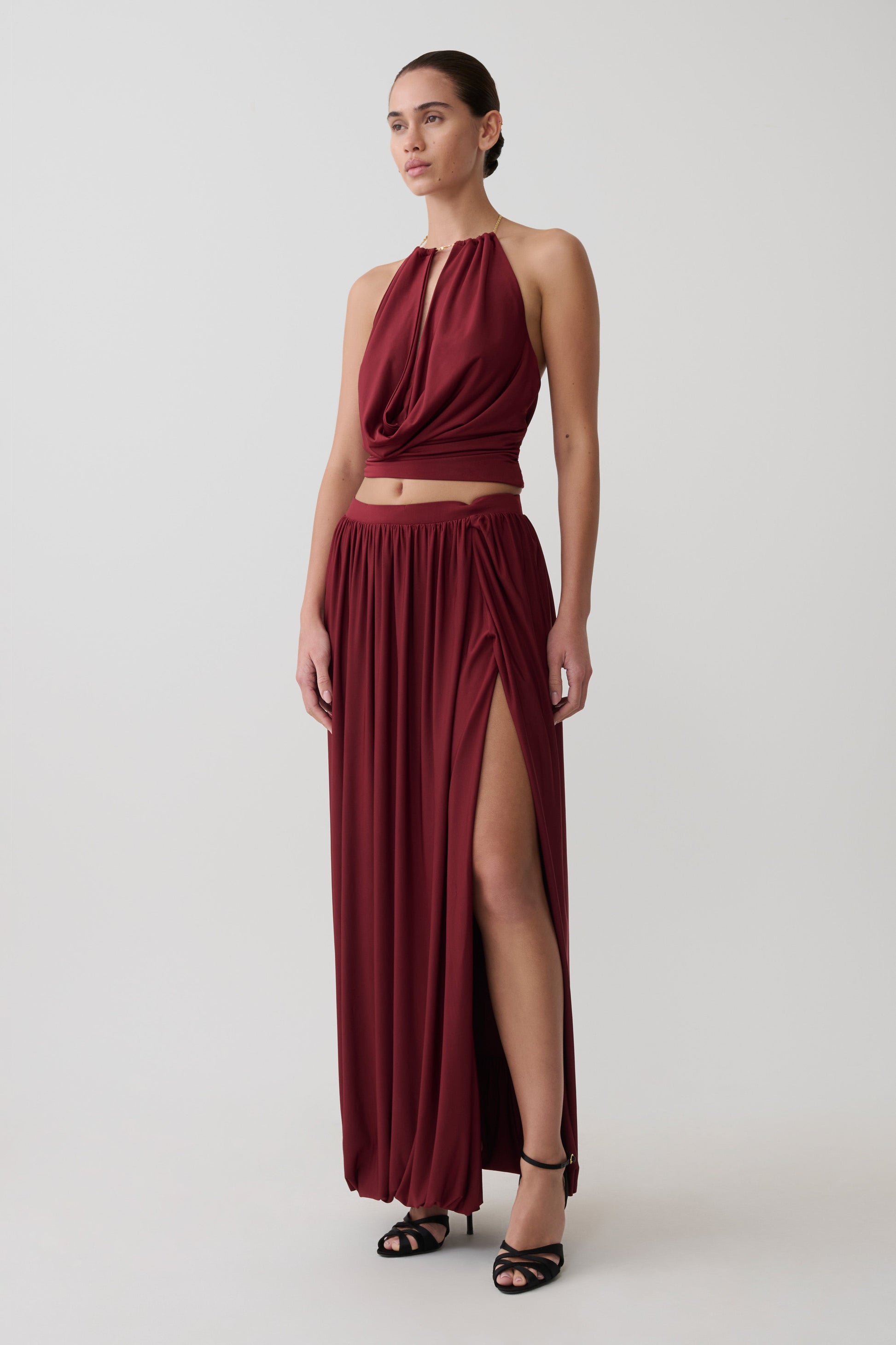 Banks Bubble Hem Midi Skirt - Wine #4