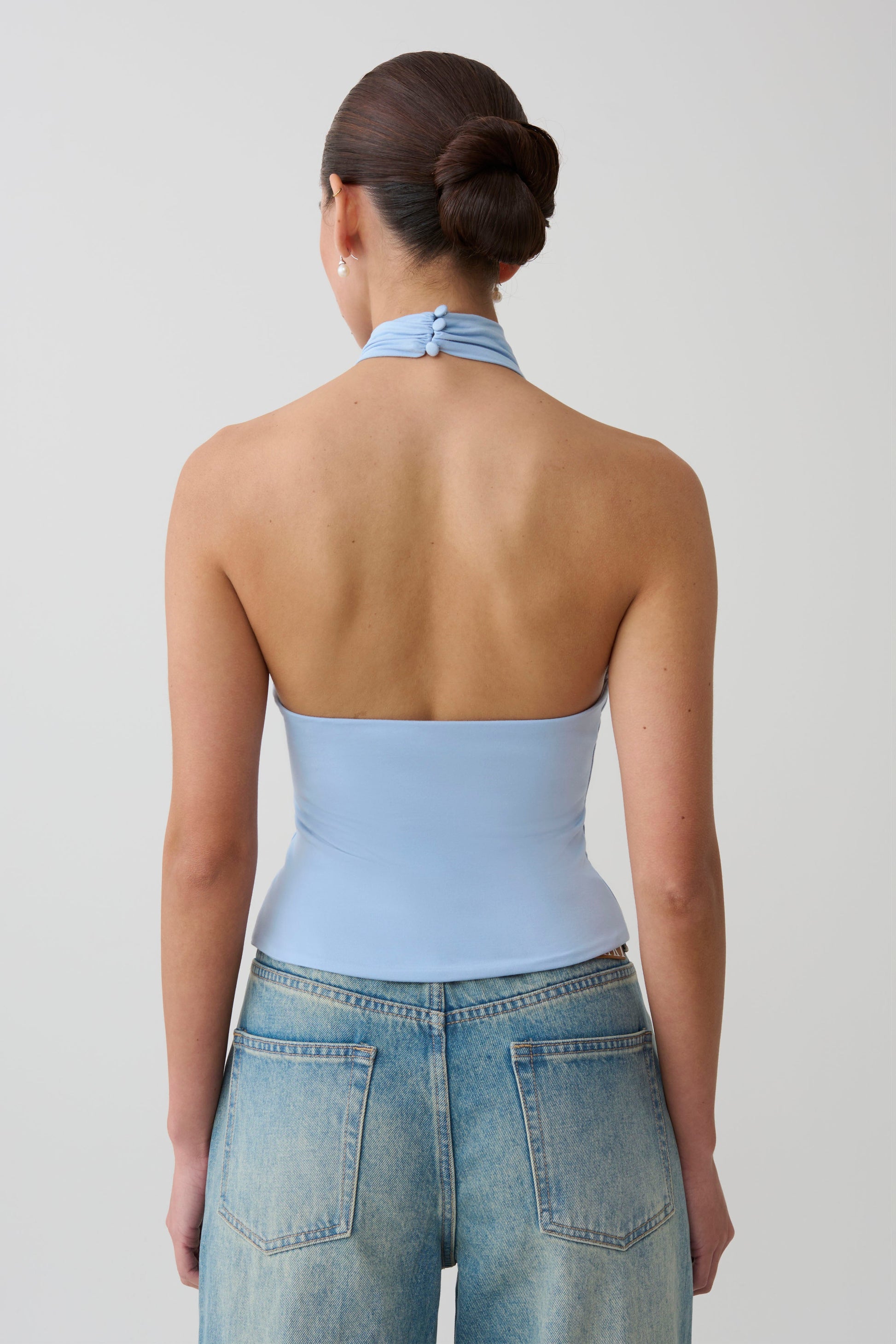 Maki Viscose Sleeveless Halter Top - Blue #2
