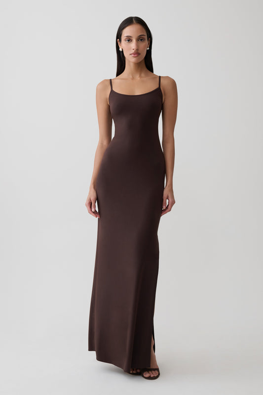 Erve Peached Jersey Maxi Dress - Chocolate