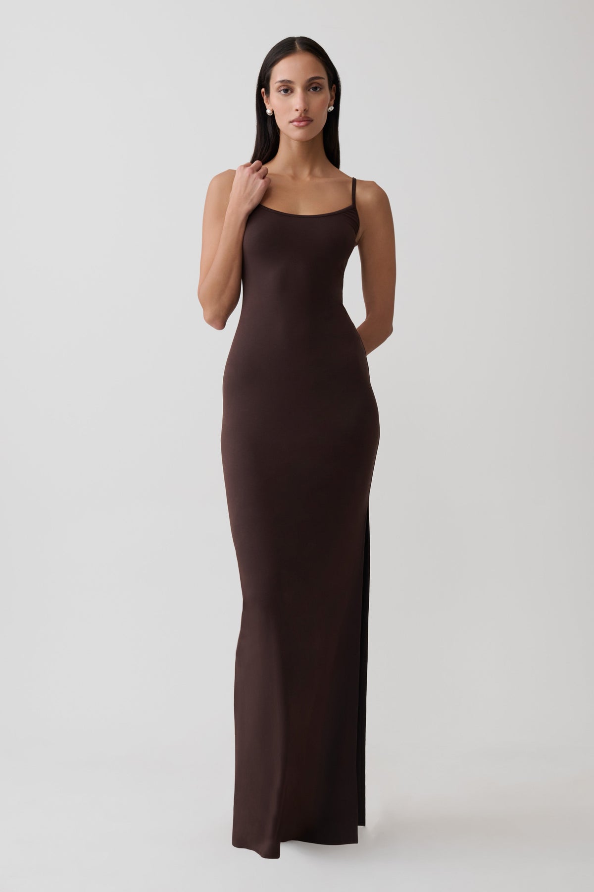 Erve Peached Jersey Maxi Dress - Chocolate