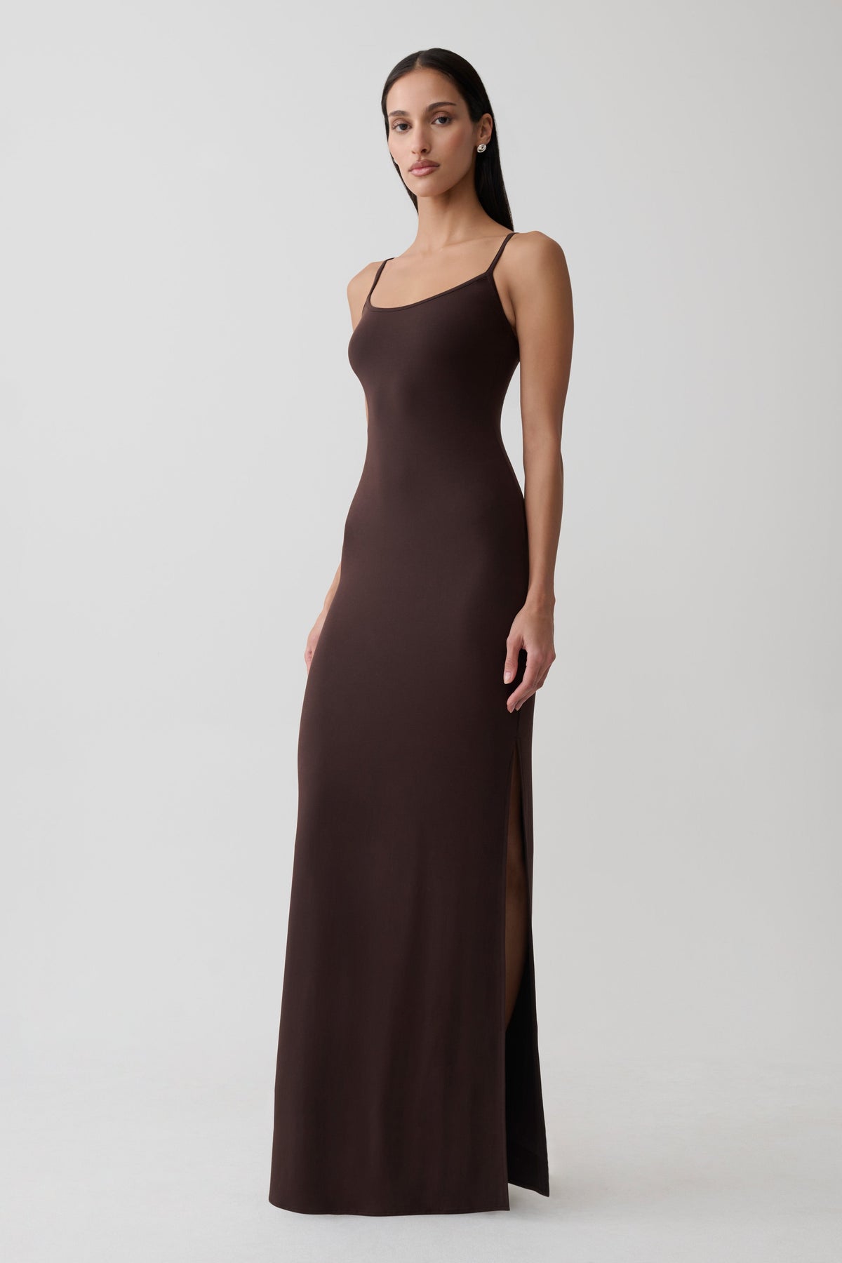 Erve Peached Jersey Maxi Dress - Chocolate