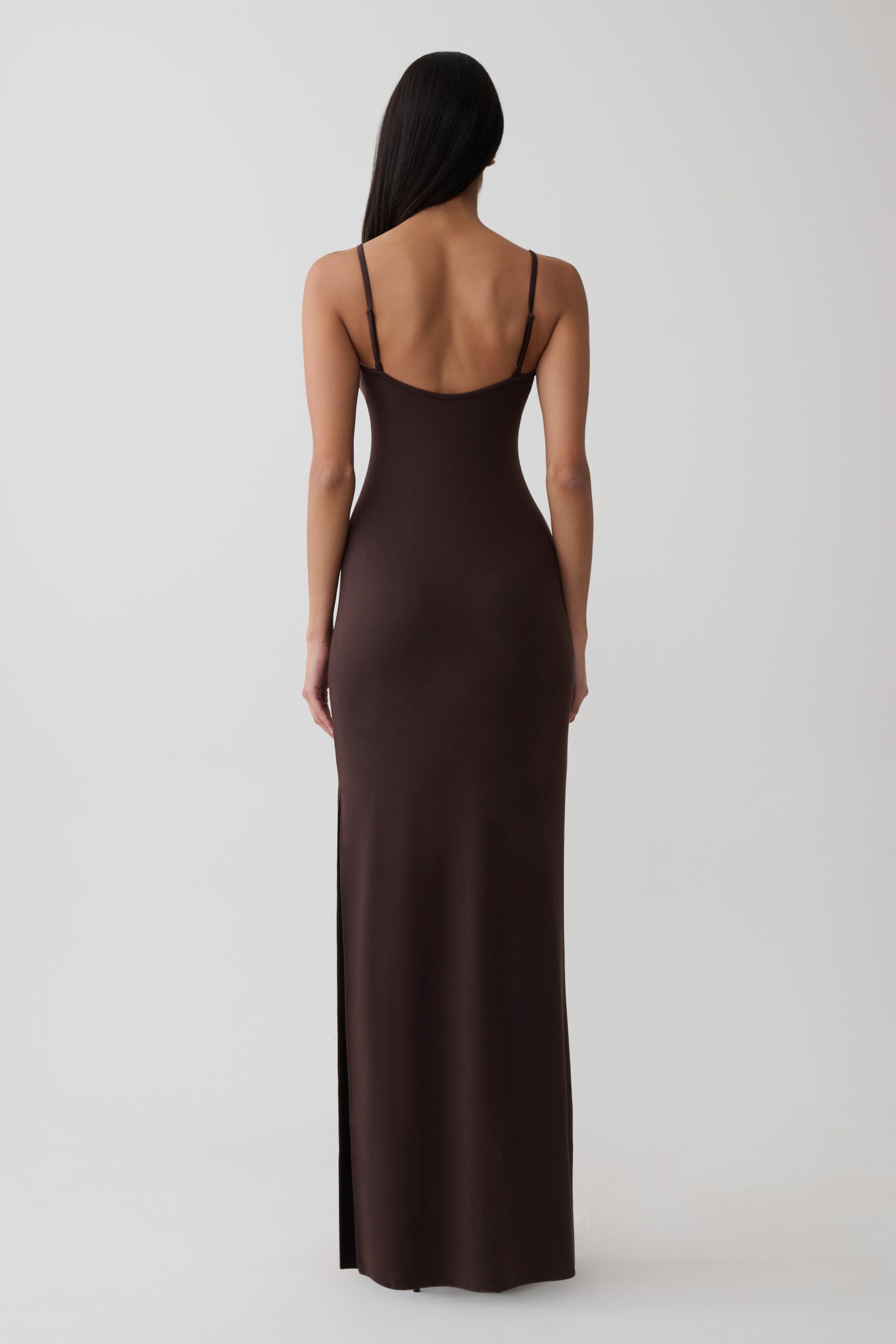 Erve Peached Jersey Maxi Dress - Chocolate #2