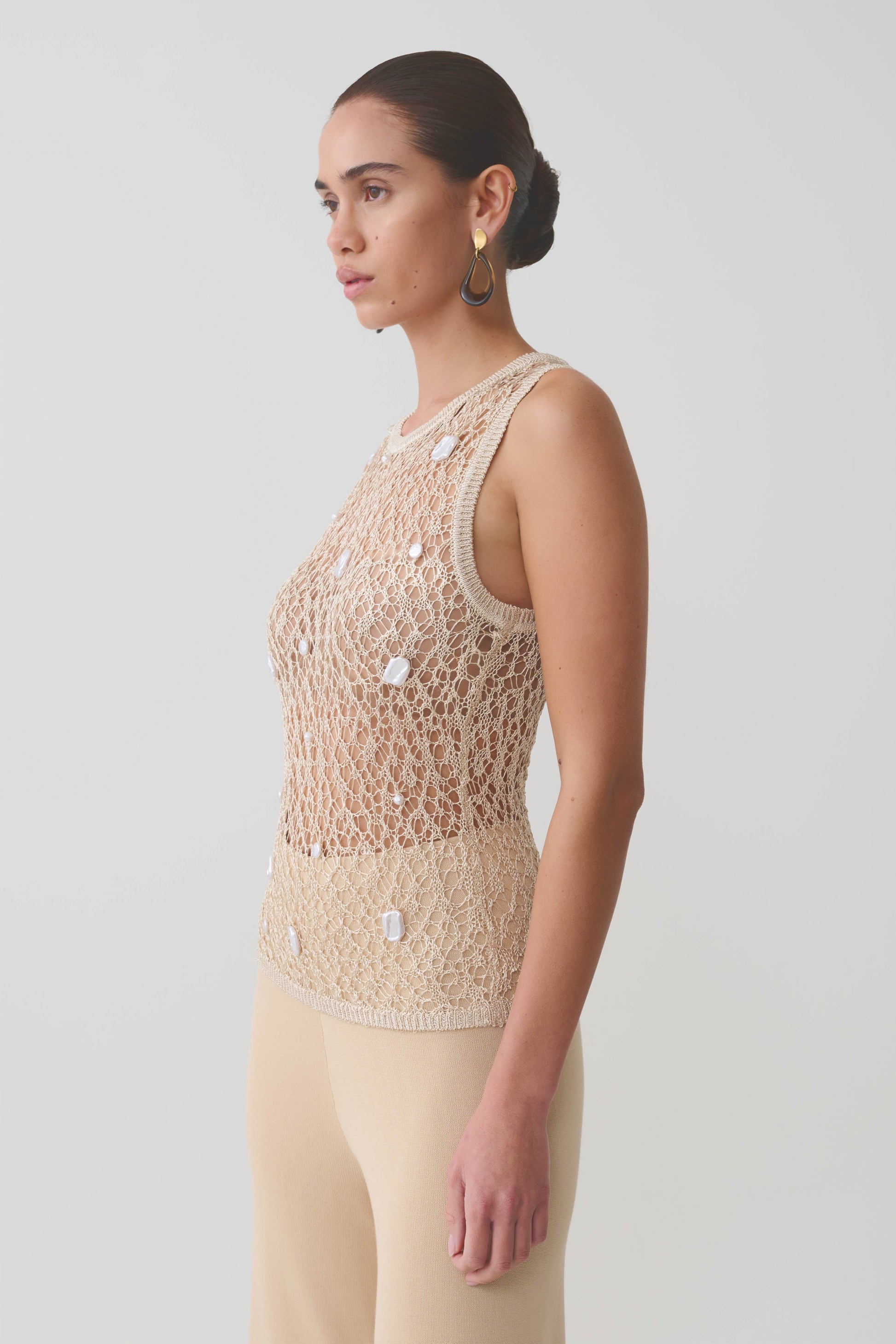 Eloise Pearl Beaded Top - Cream #4