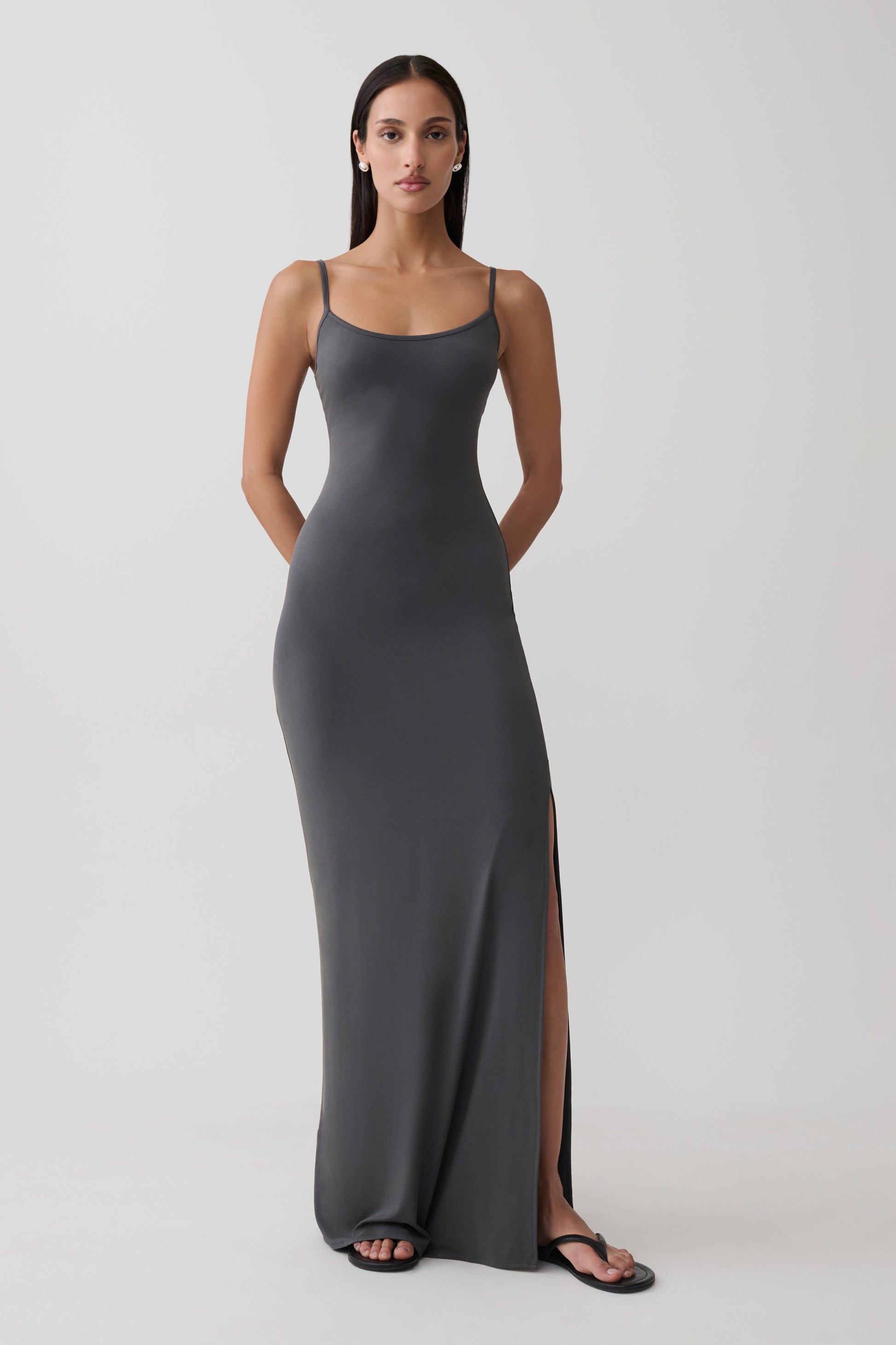 Erve Peached Jersey Maxi Dress - Charcoal #5